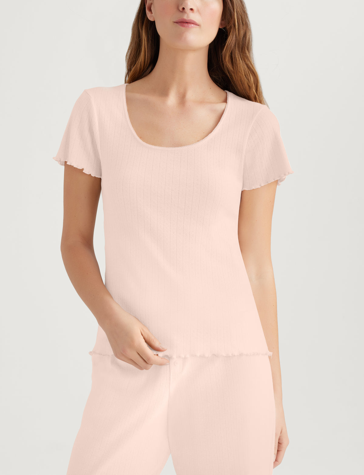 Women's Cotton Pointelle Rib T-Shirt