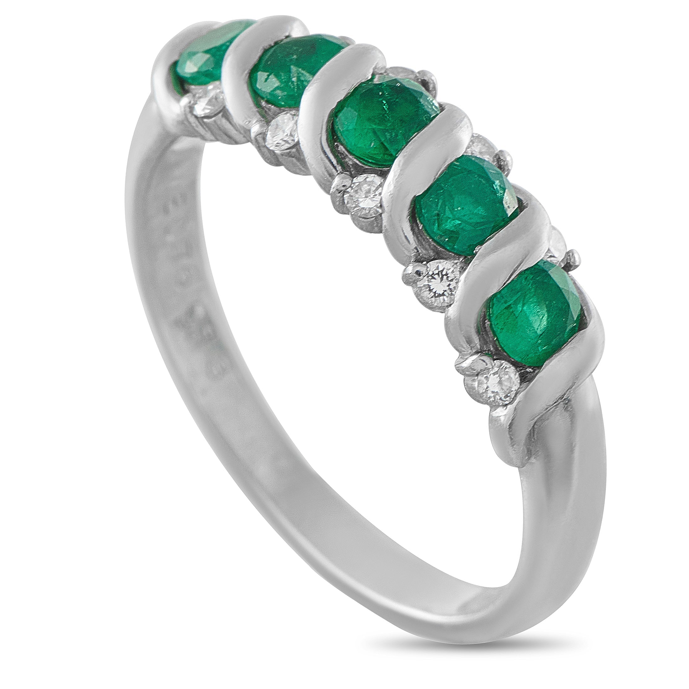 LB Exclusive Platinum 0.13ct Diamond and Emerald Ring MF13-041426