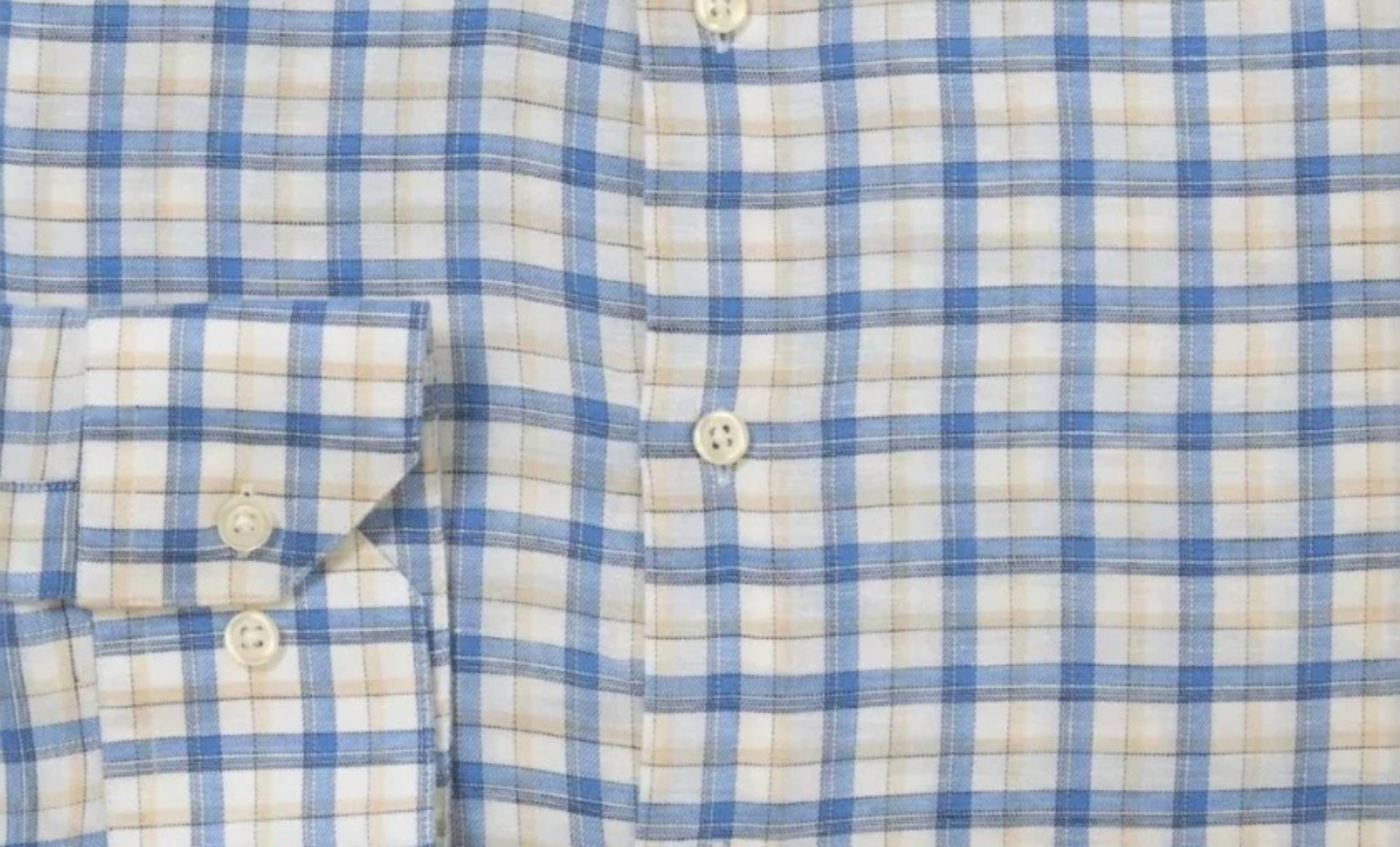 Men's Coastal Linen Plaid Shirt In Blue