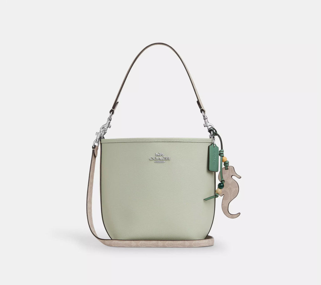 NWT Coach City Bucket Bag With Seahorse Charm & Signature Canvas Strap