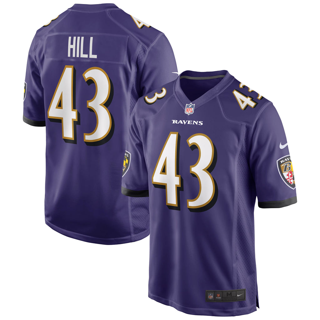 Baltimore Ravens Justice Hill Purple Game Jersey