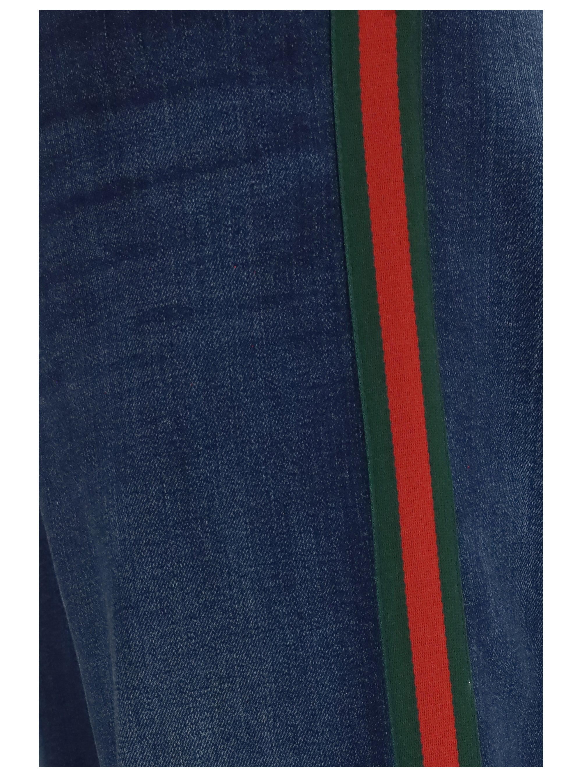 Gucci Men Cotton Jeans With Web Stripe