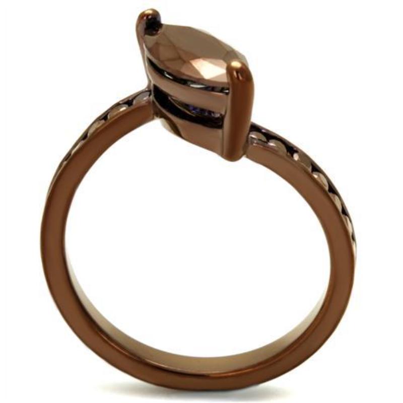 IP Coffee light Brass Ring with AAA Grade CZ in Light Coffee