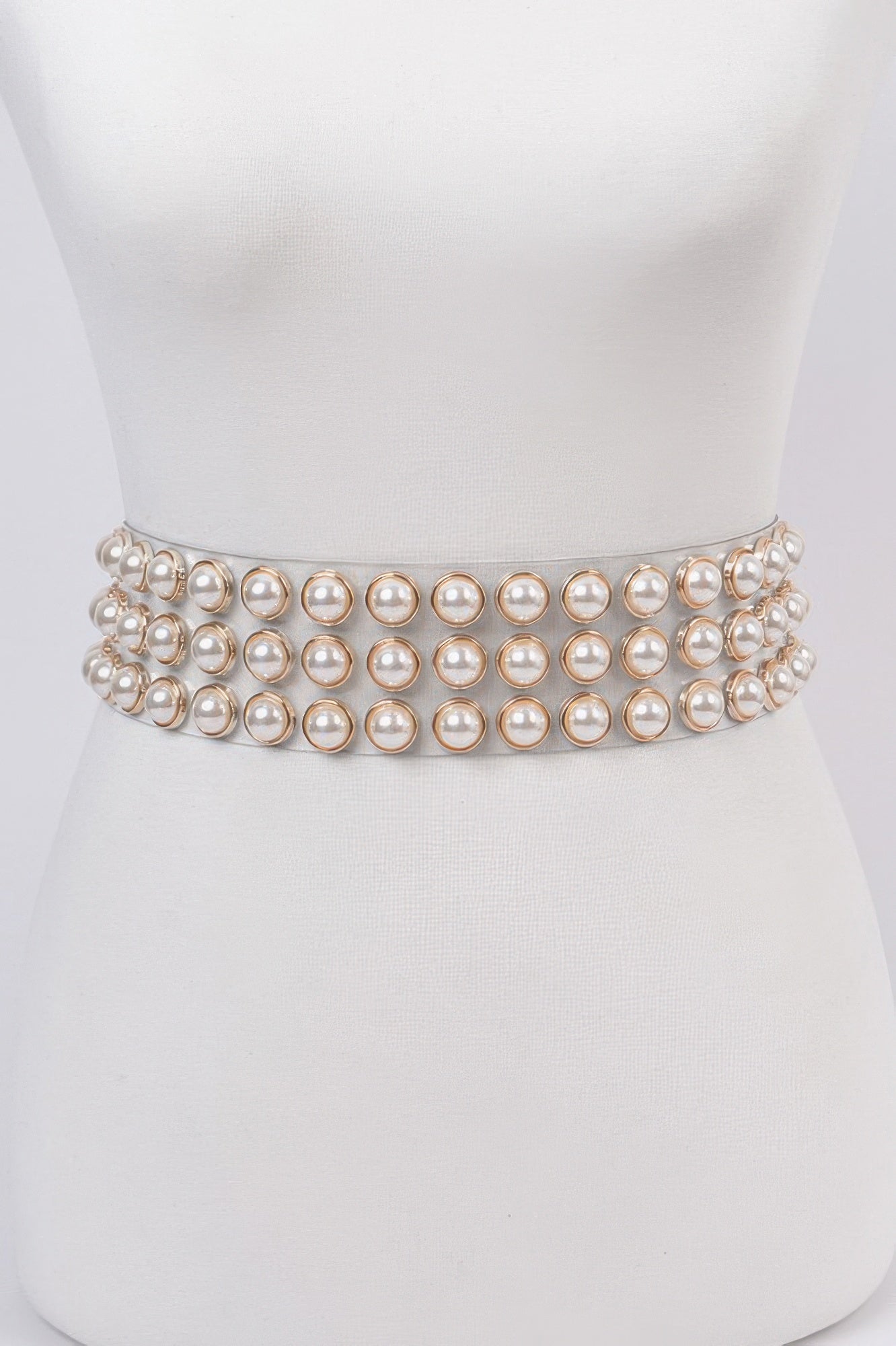 Elegant Pearl Detail See Through Waist Belt