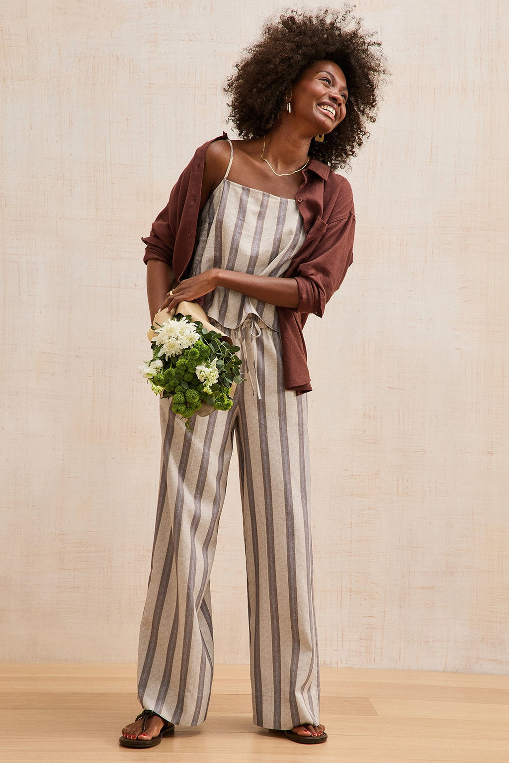 Women's Ria Linen Stripe Cami Top