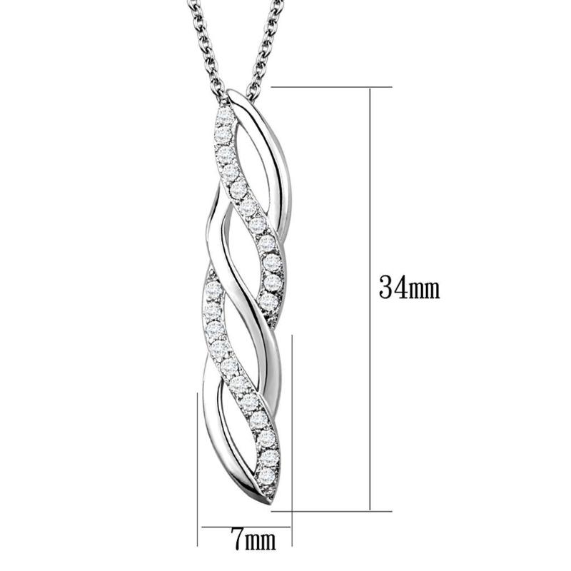 Rhodium Brass Chain Pendant with AAA Grade CZ in Clear