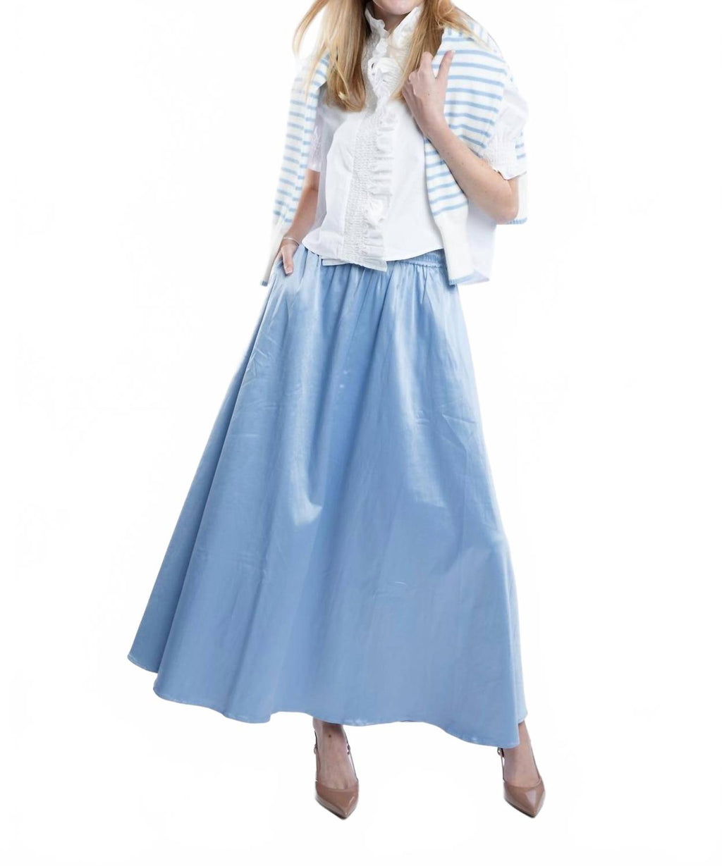 Serena Satin Skirt In Blueberry