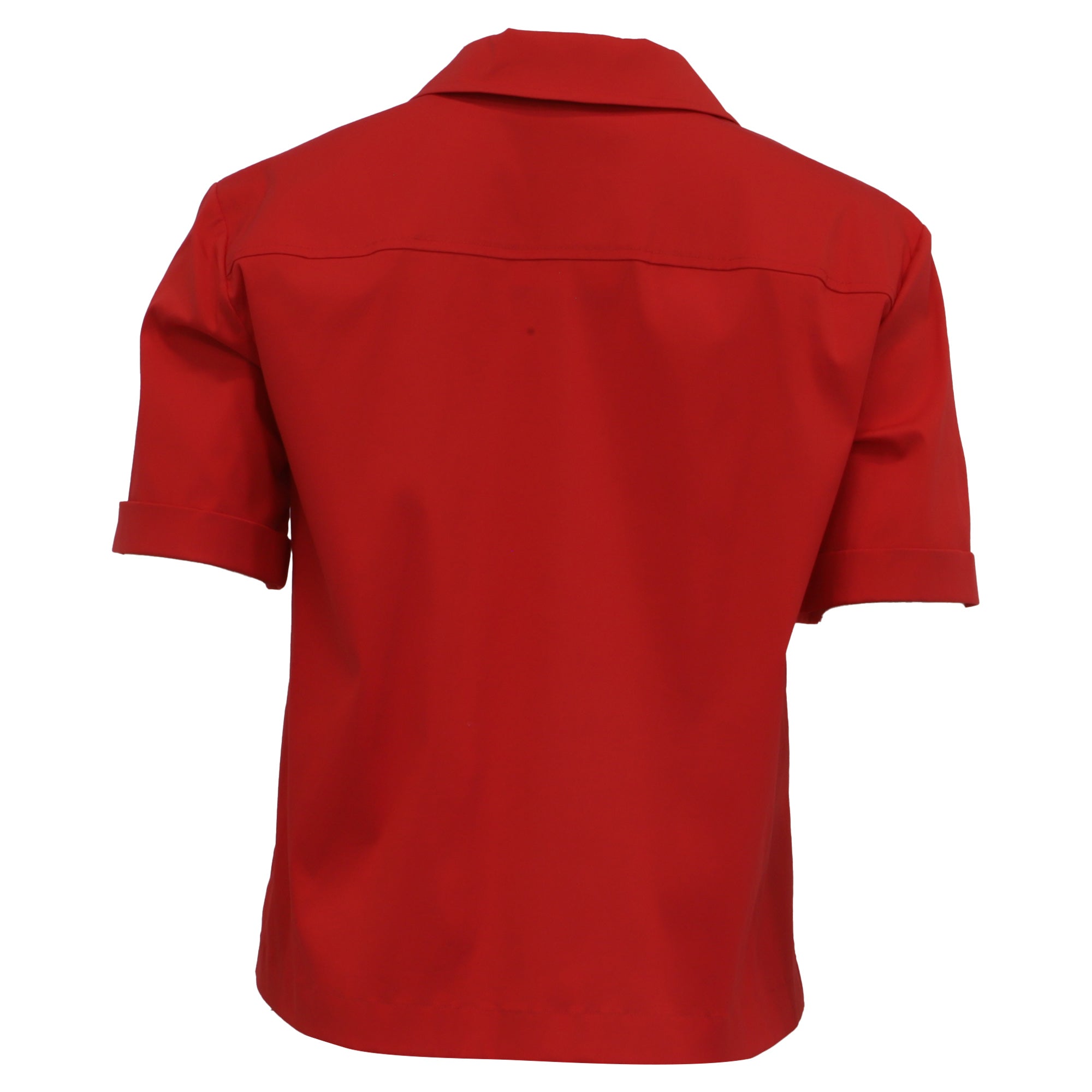 Theory Button-Down Camp Shirt in Red Cotton