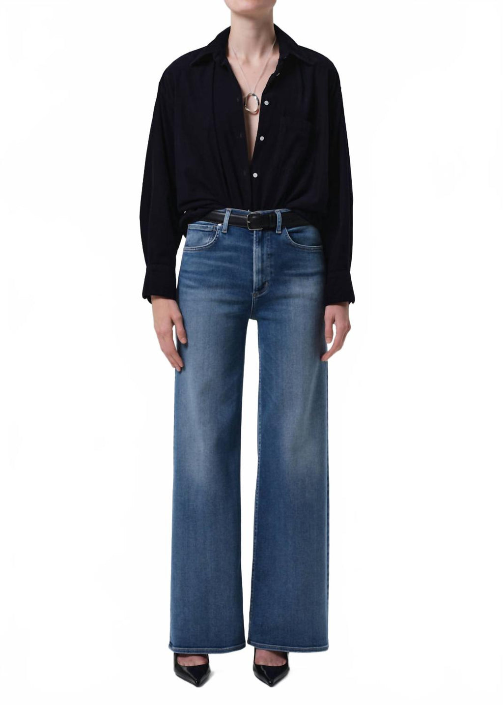 Lyra Long Wide Leg Jeans In Cooper