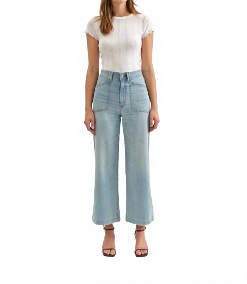 Valley Girl High Rise Wide Leg Ankle Jeans In Romcom