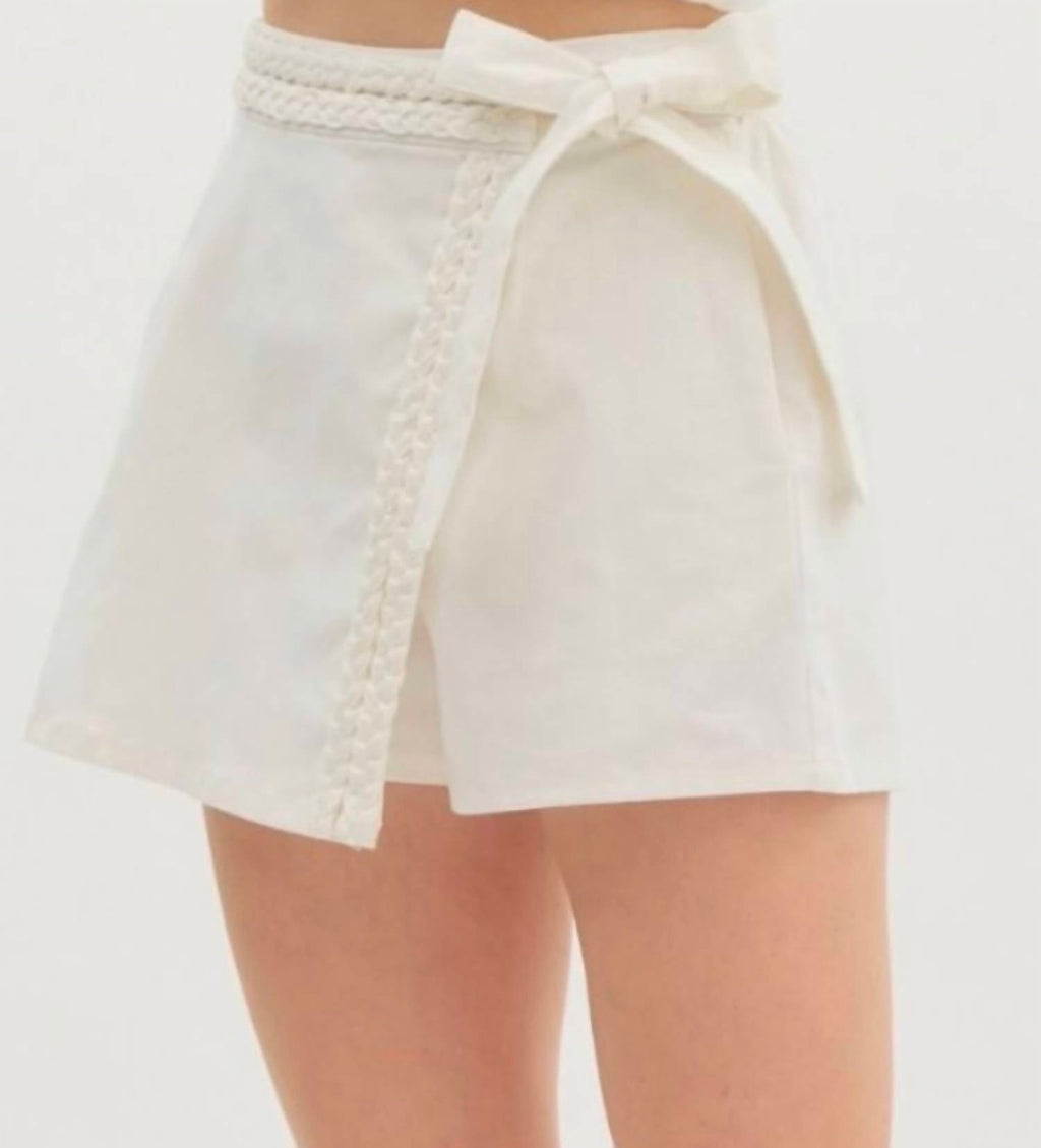 Braided Skort In White