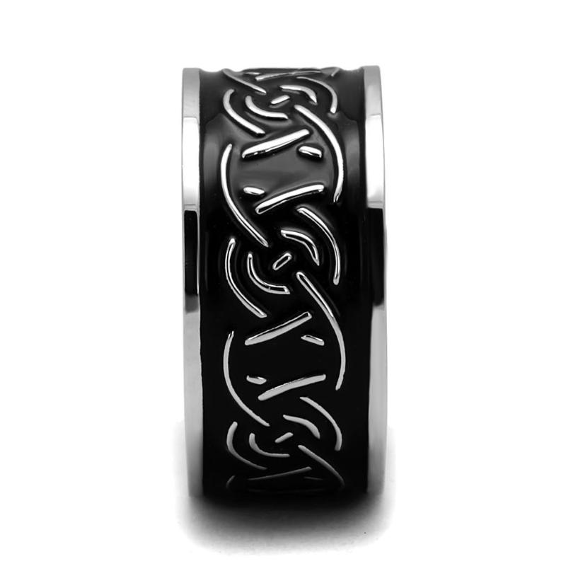 High polished (no plating) Stainless Steel Ring with Epoxy in Jet