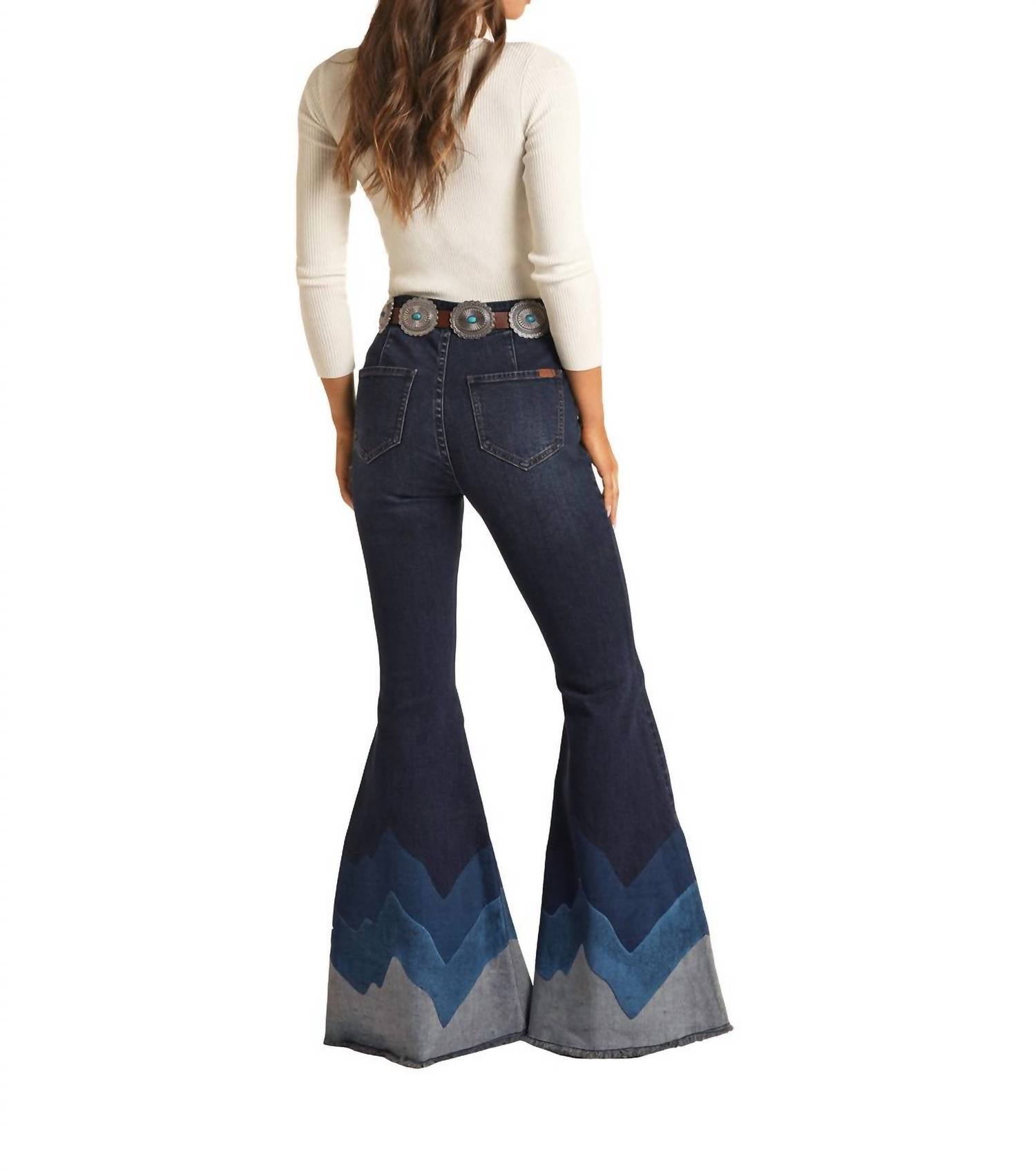 Women's High Rise Bell Bottom Jean In Dark Wash