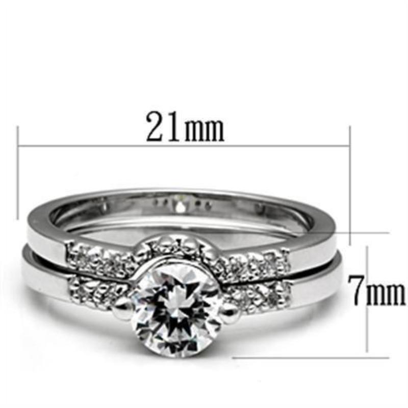 Rhodium Brass Ring with AAA Grade CZ in Clear