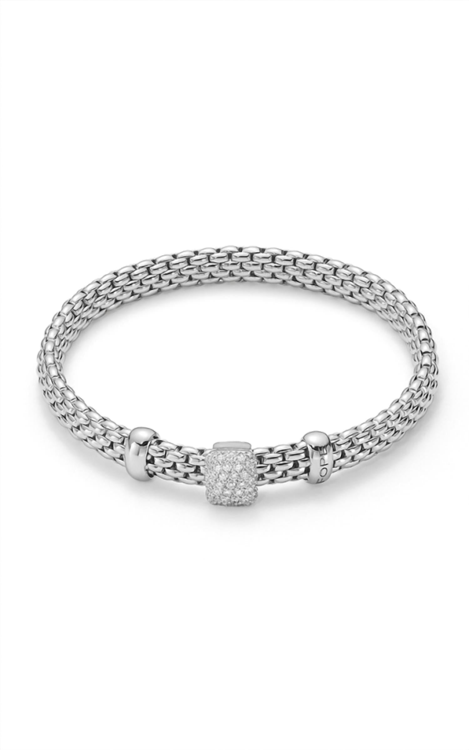 Women's Vendome Square Rondel Stretchy Bracelet In White Gold