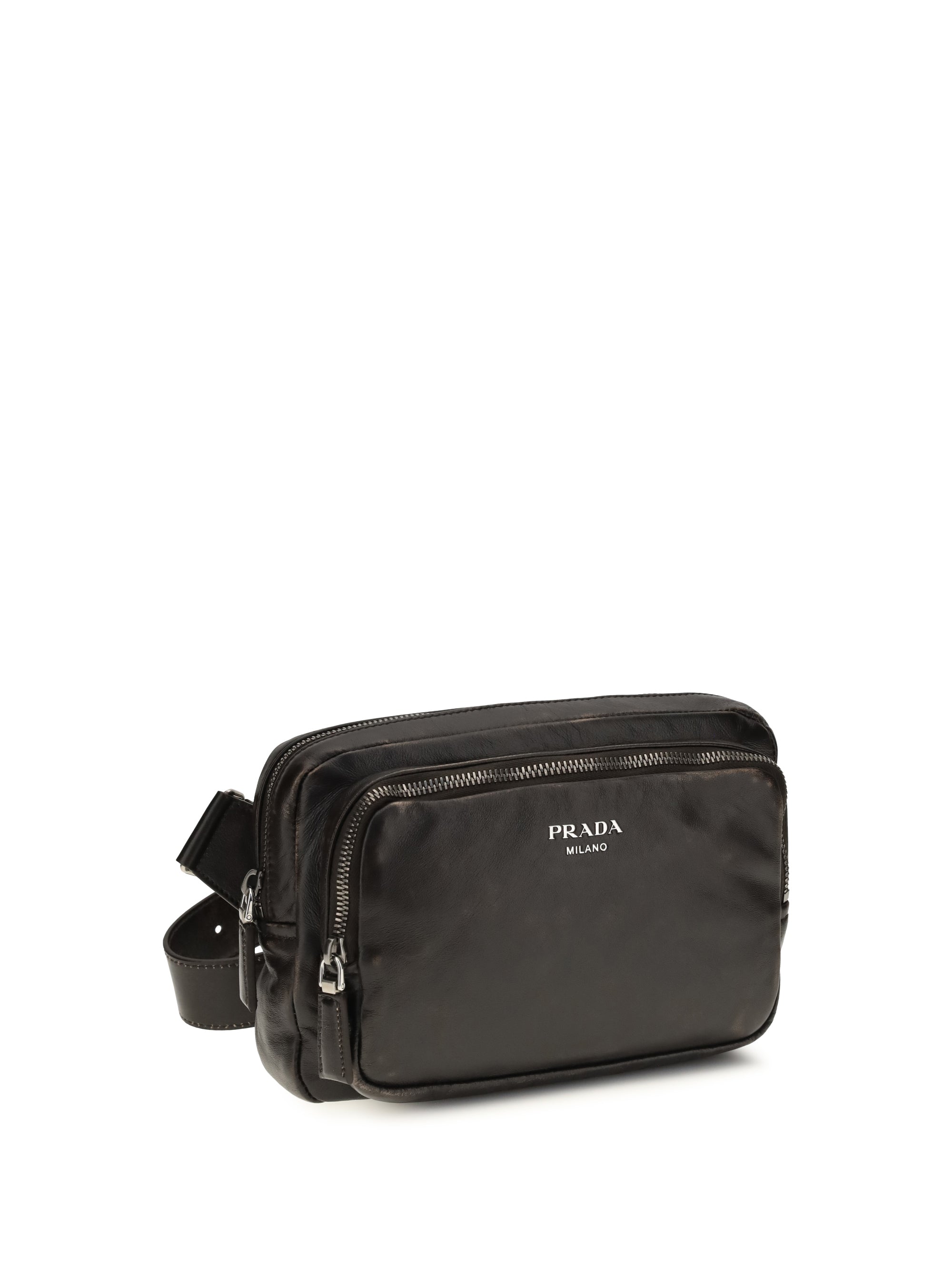 Prada Men Shoulder Bag In Aged-Effect Nappa Leather