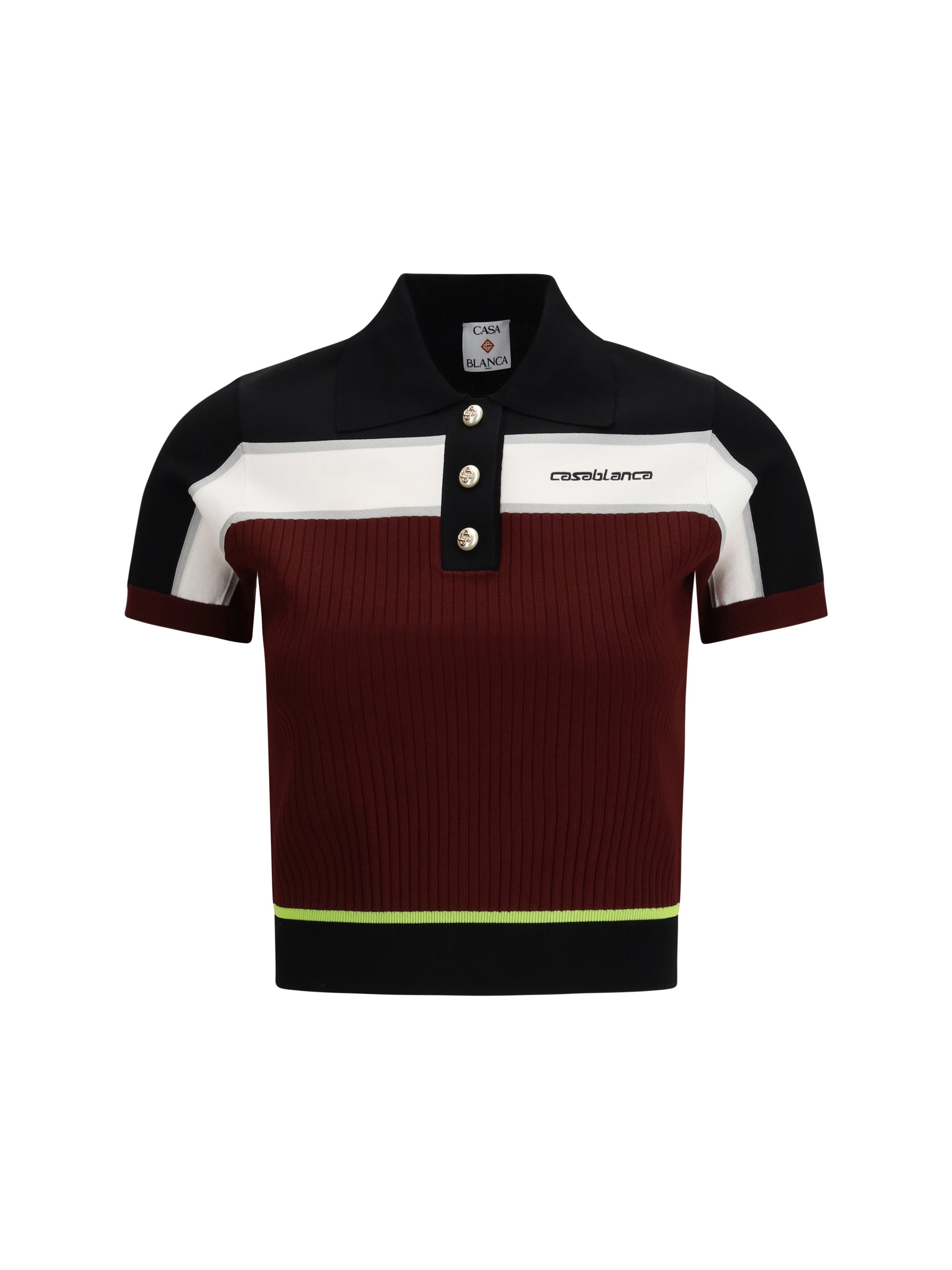 Casablanca Women Striped Short-Sleeve Polo Shirt