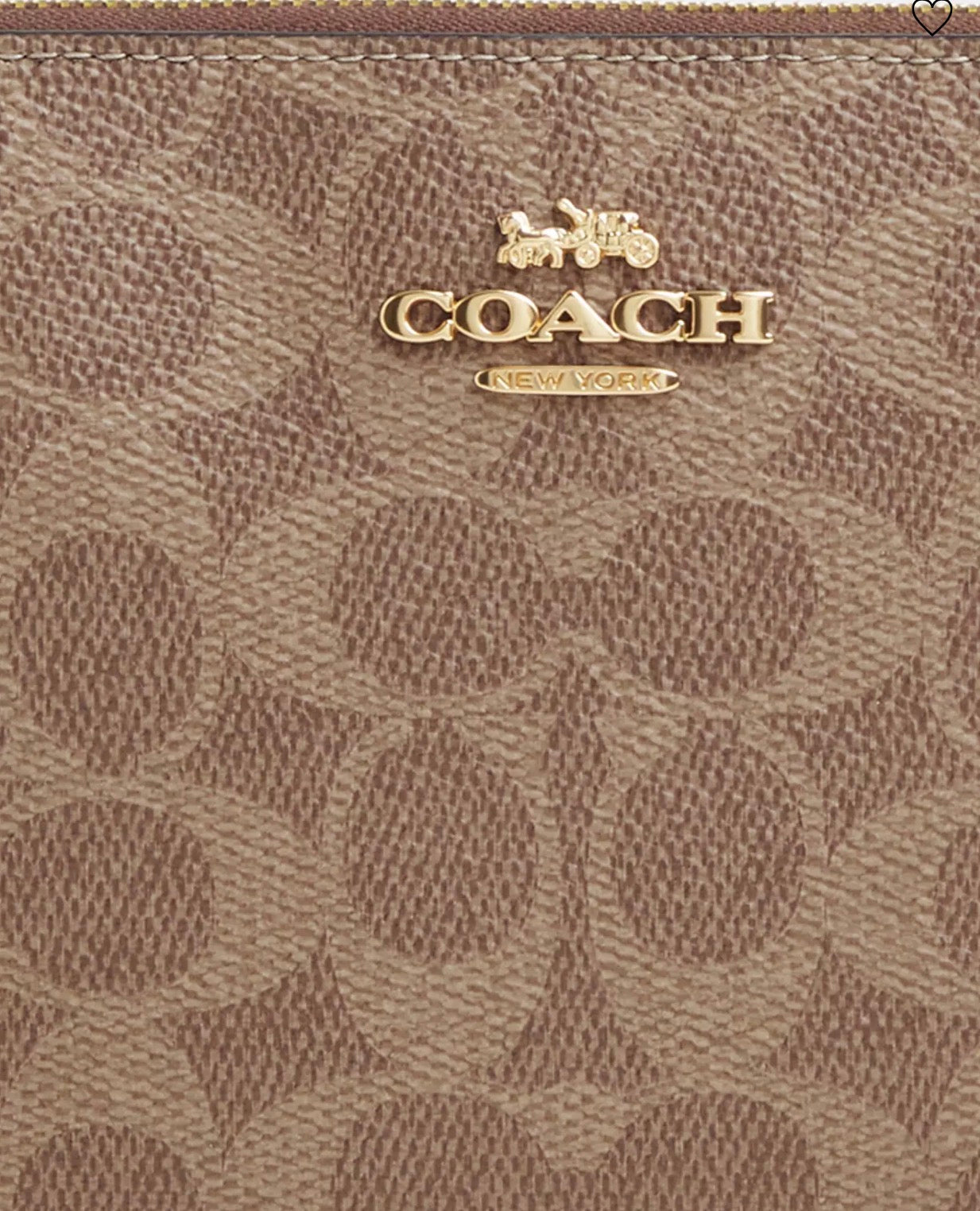 NWT Coach Large Corner zip Wristlet Wallet In Signature Canvas & Leather