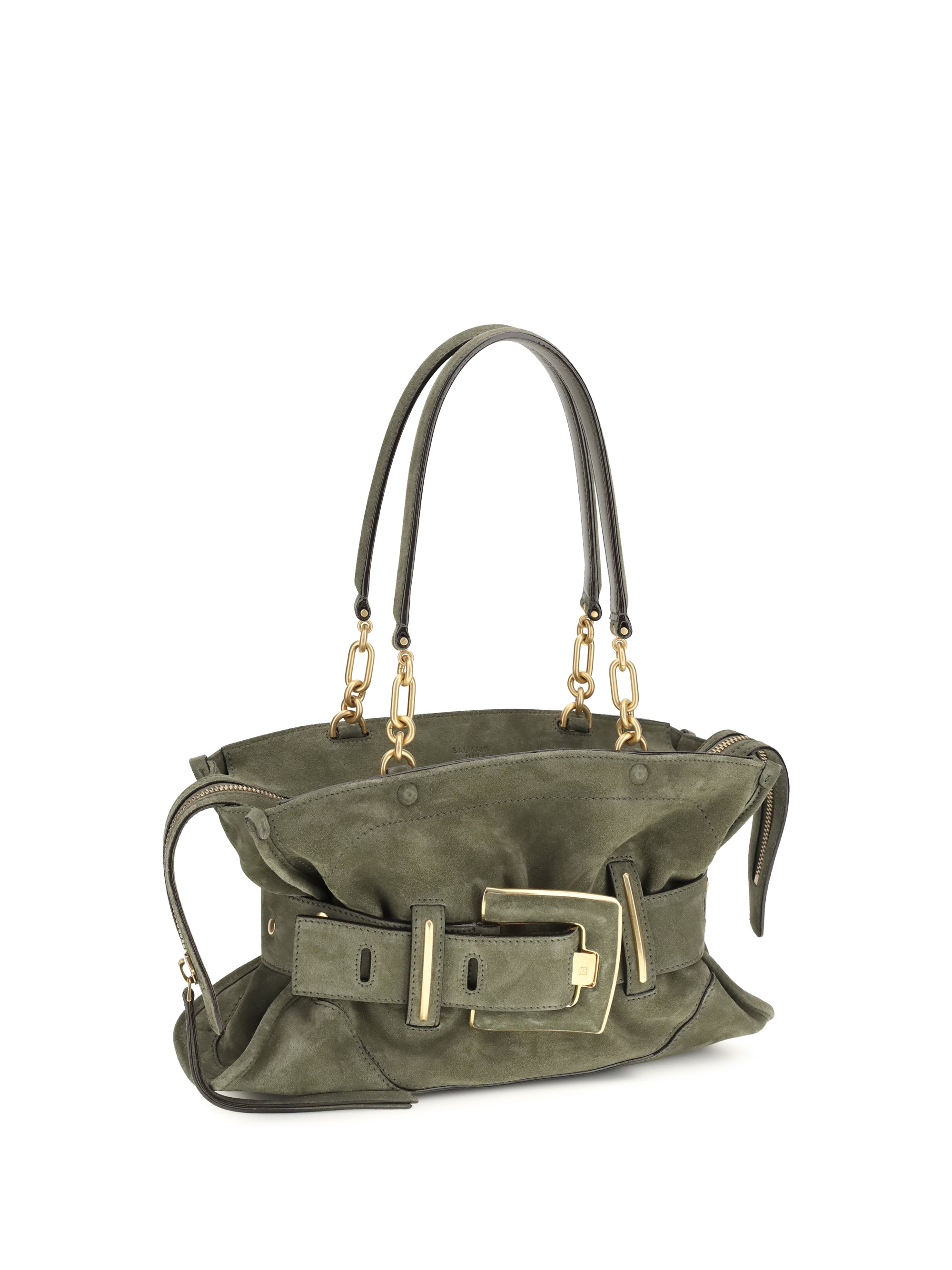 Balmain Women Anthem Bag In Suede Leather