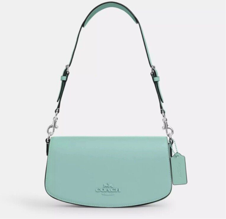 NWT Coach Leather Medium Andrea Shoulder Bag In Faded Blue
