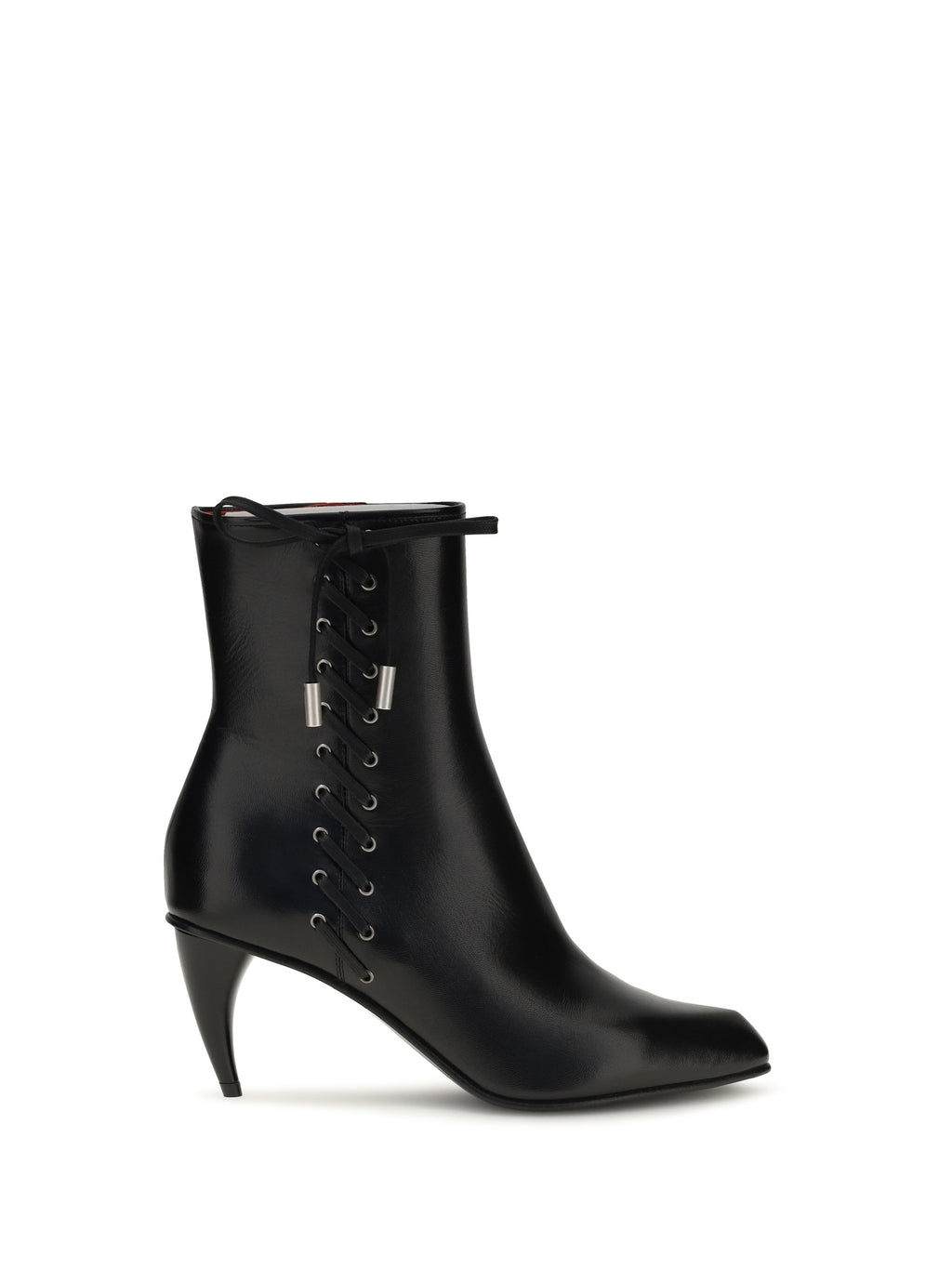 Alexander Mcqueen Women Curved-Heel Ankle Boots With Side Lacing