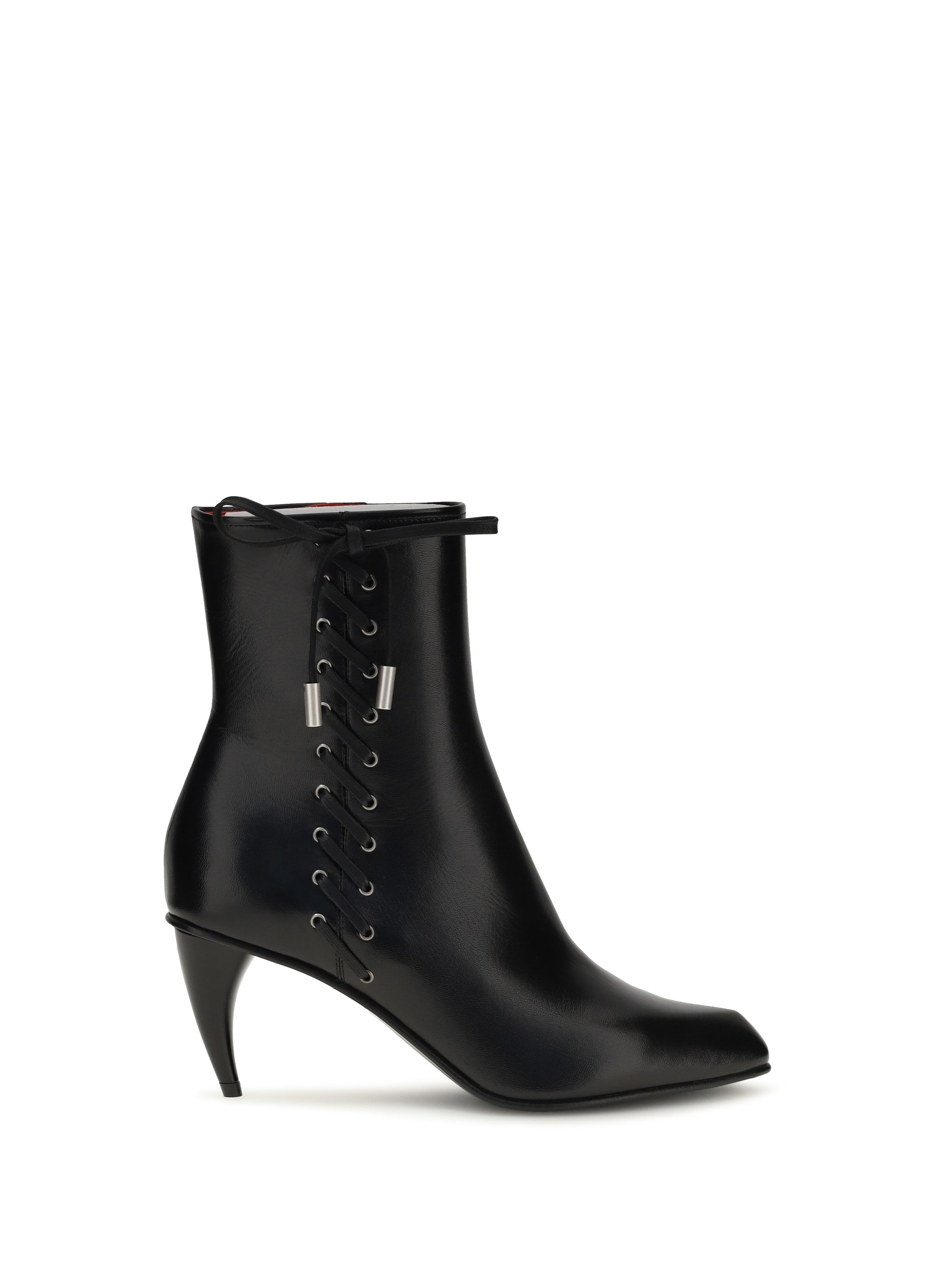 Alexander Mcqueen Women Curved-Heel Ankle Boots With Side Lacing