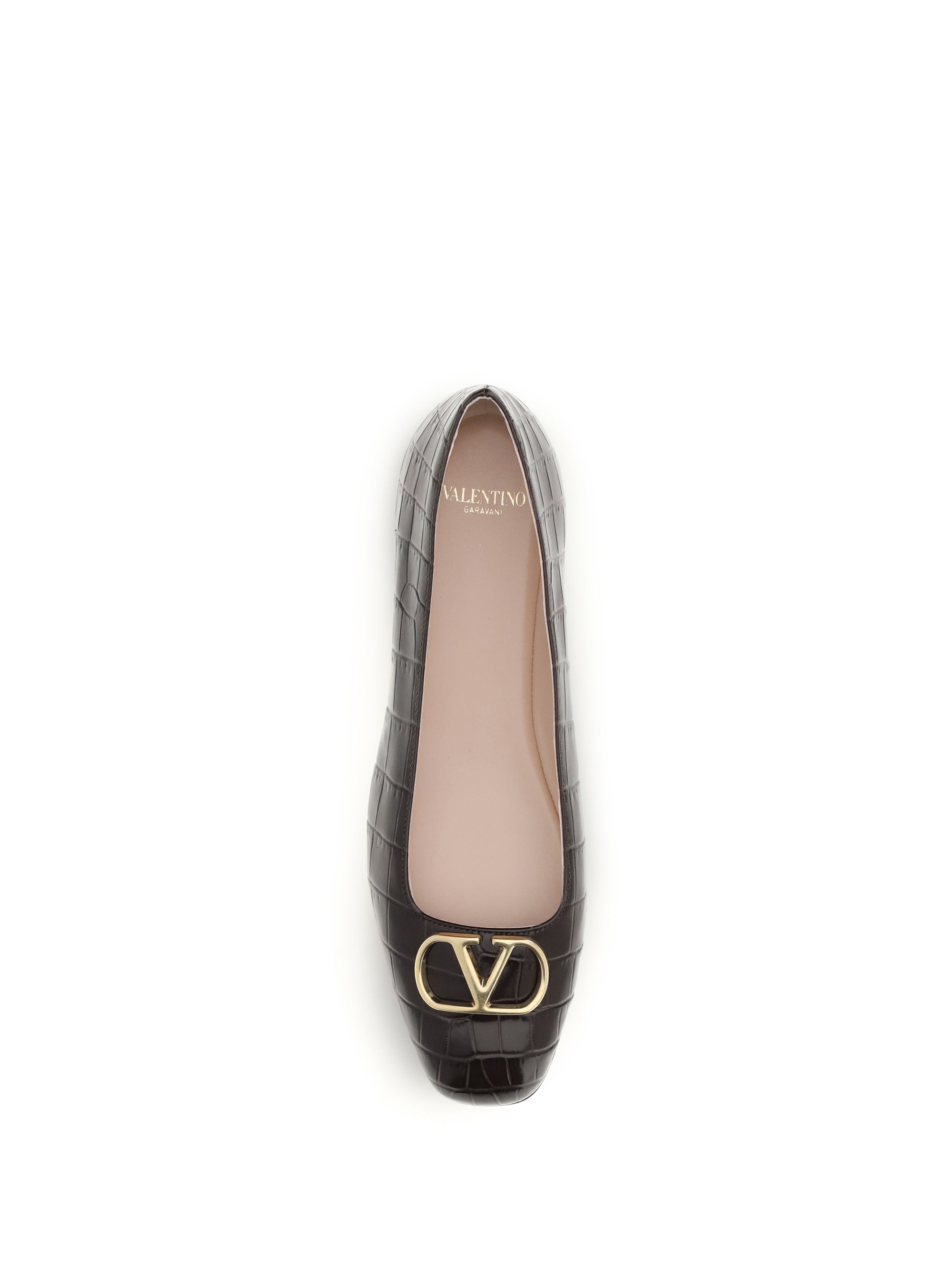 Valentino Garavani Women Vlogo Signature Croc-Effect Ballerinas