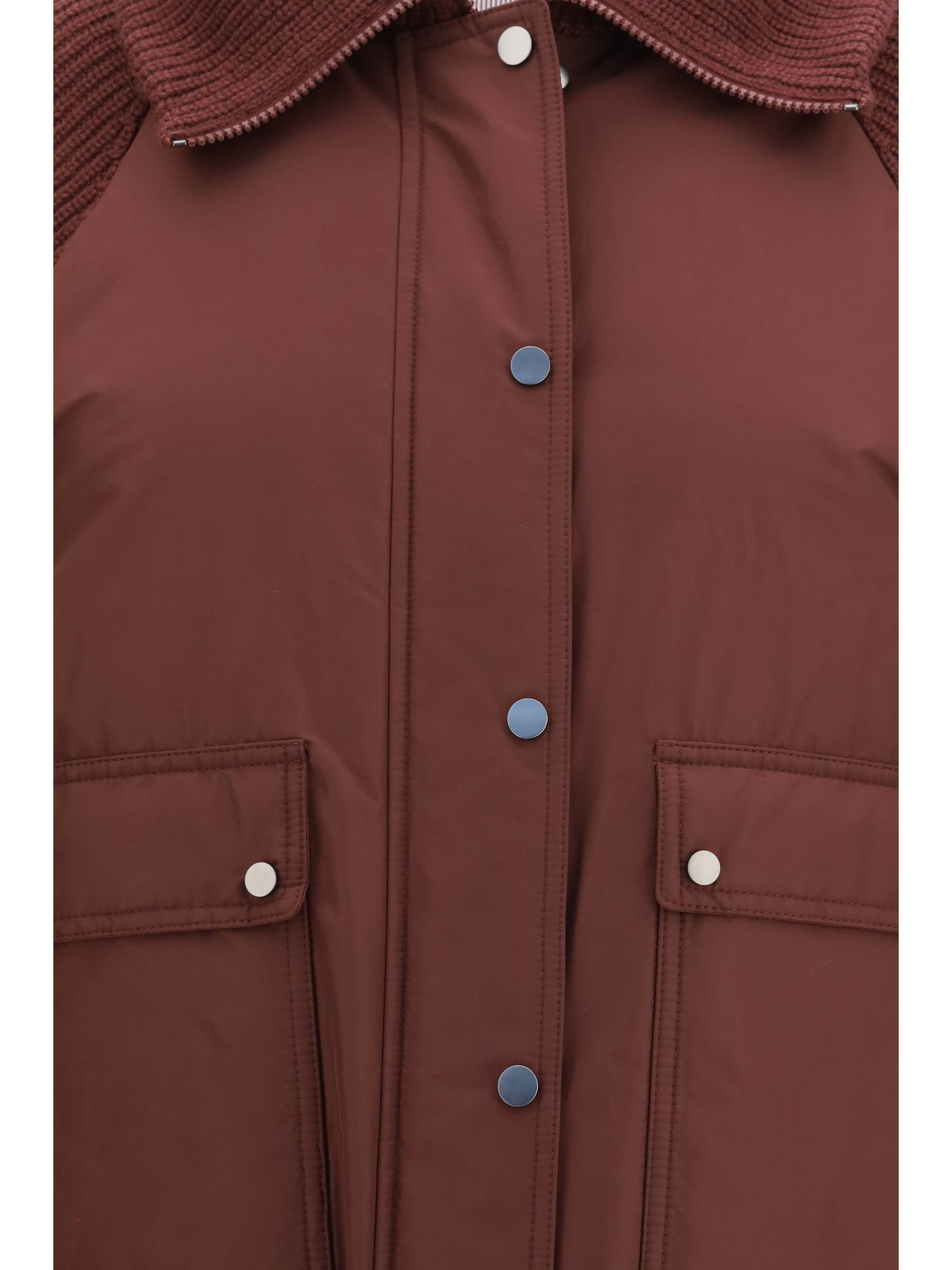 Brunello Cucinelli Women Down Jacket With Wool Sleeves