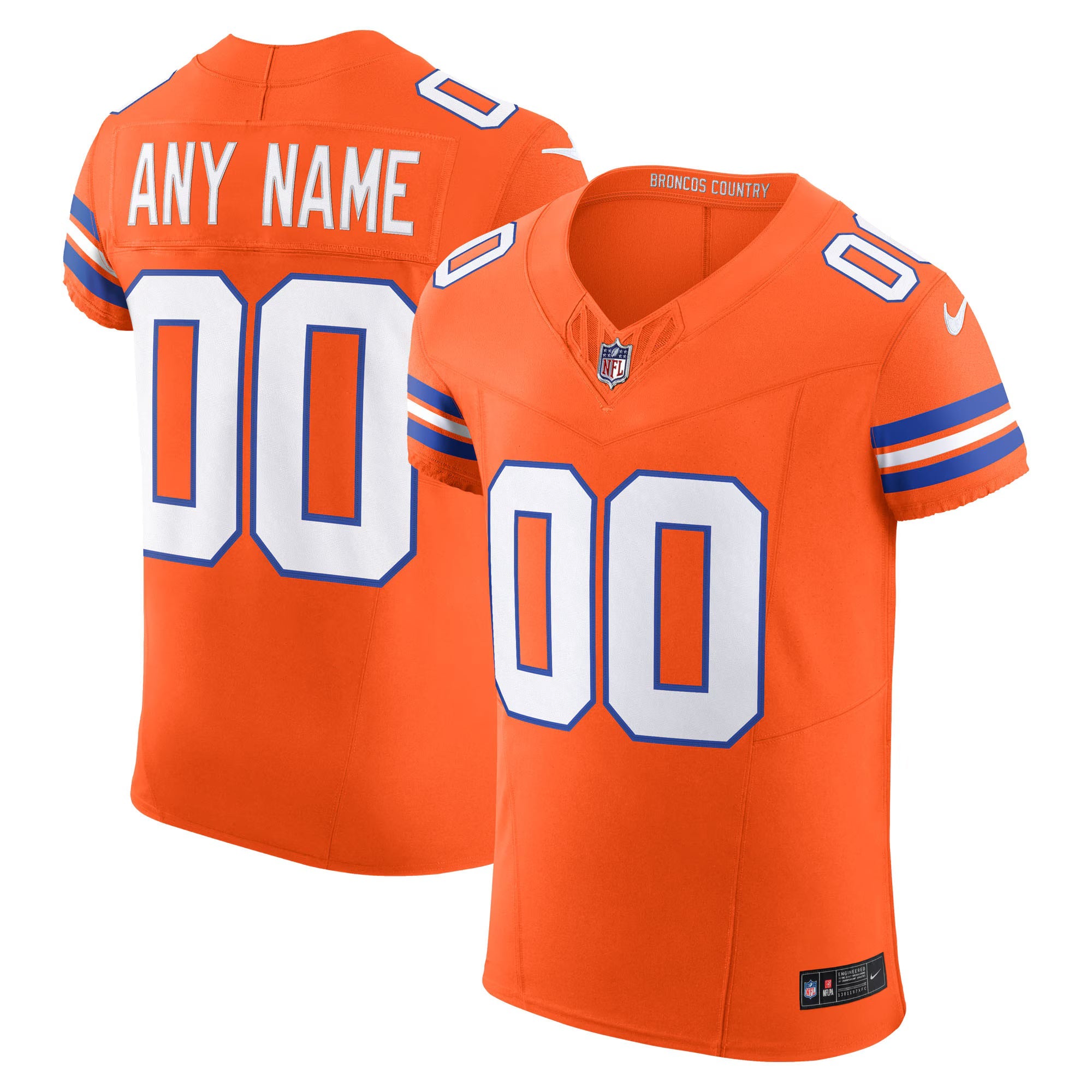 Denver Broncos Orange Alternate 2 Mile High Collection 1977 Throwback Vapor F.U.S.E. Elite Custom Jersey
