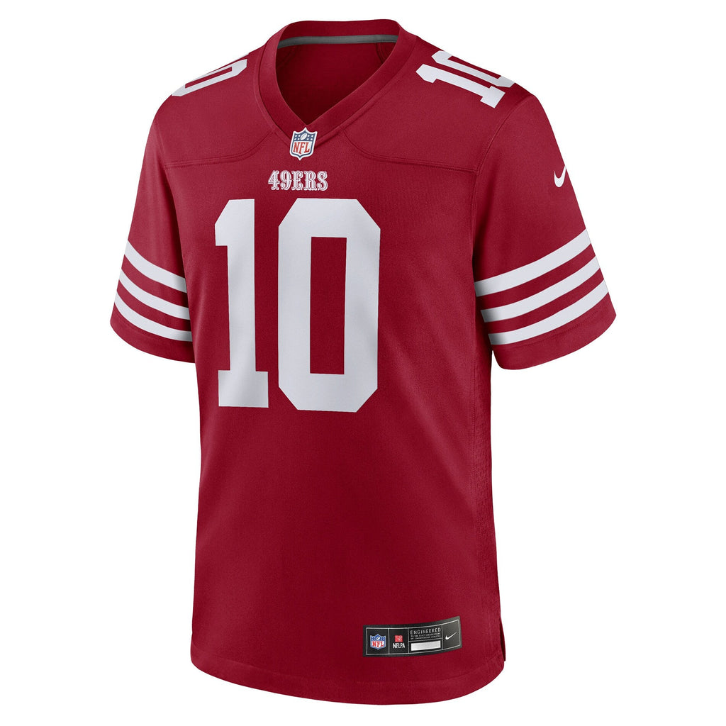 San Francisco 49ers Mac Jones Scarlet Team Game Jersey