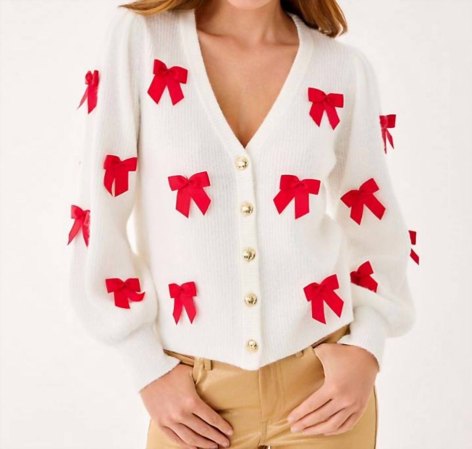 Zarie Cardigan In Coconut Party Bows