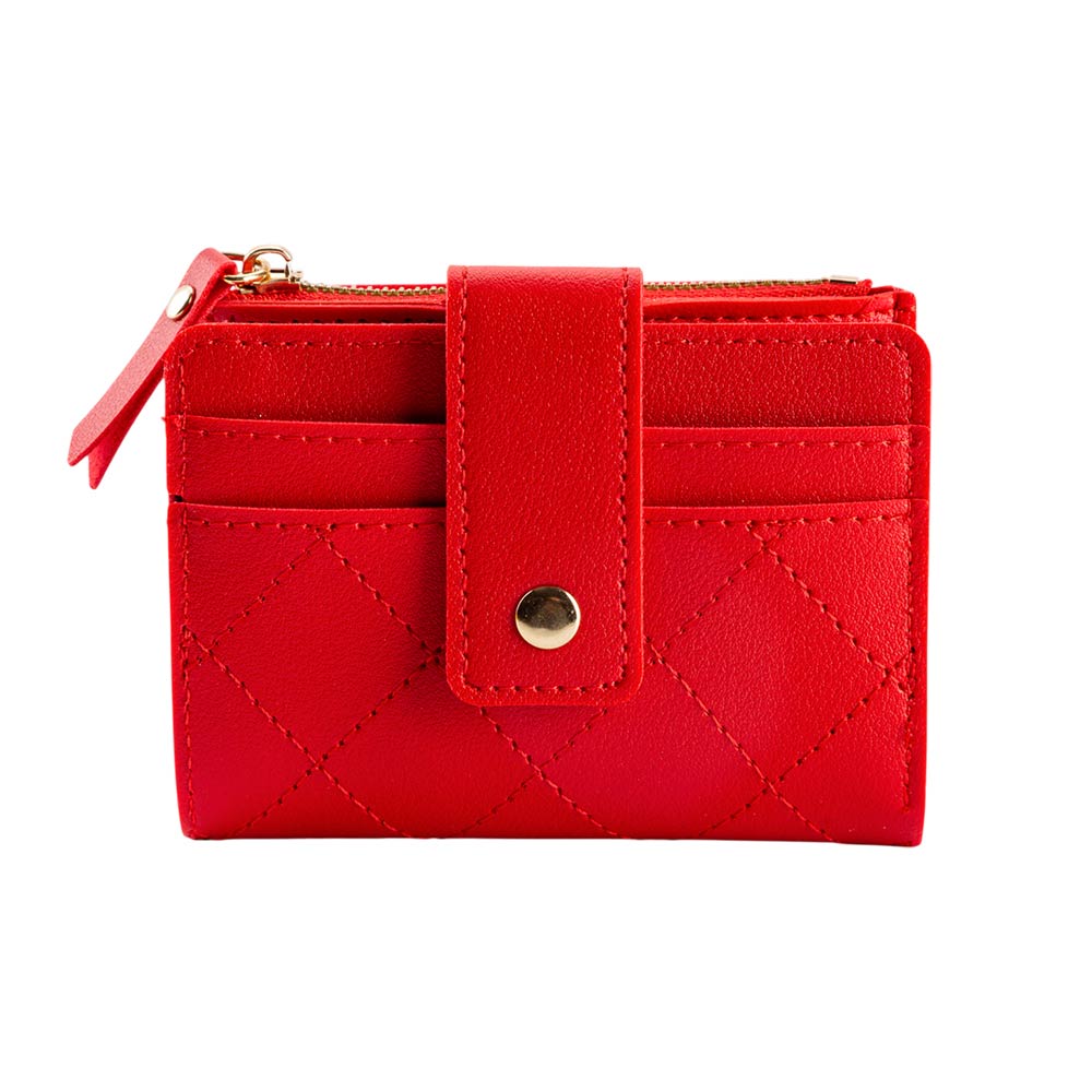 Faux Leather Compact Quilted Flat Wallet