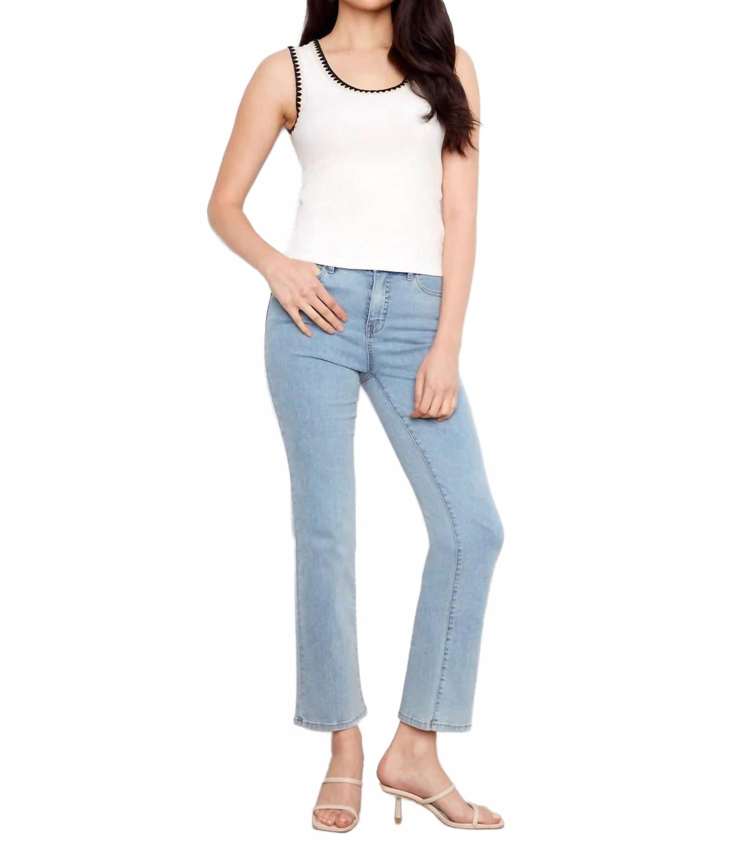 Knit Tank Top With Crochet Detail In Ecru