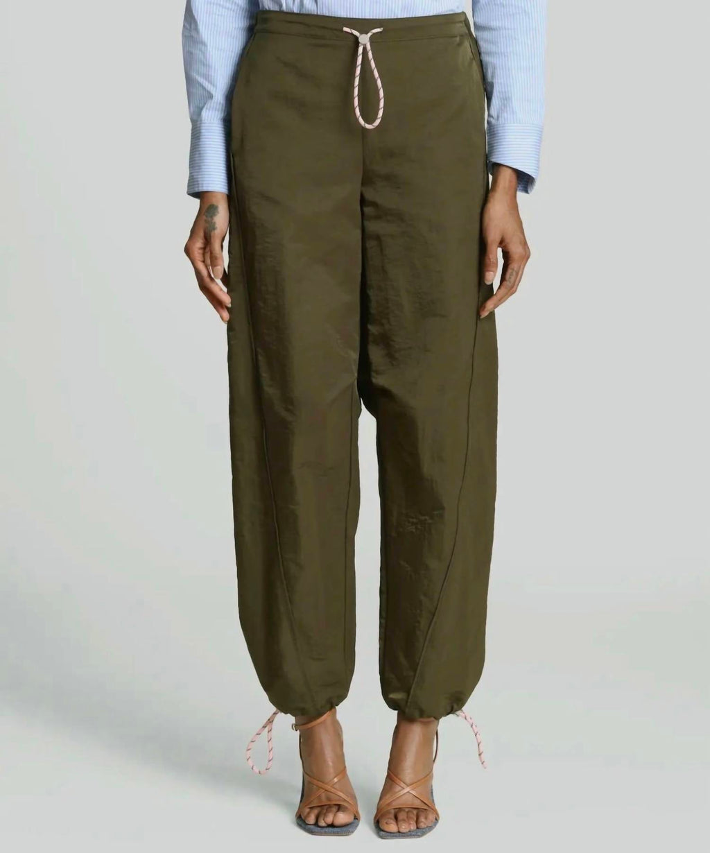 Drawcord Barrel Leg Joggers In Olive