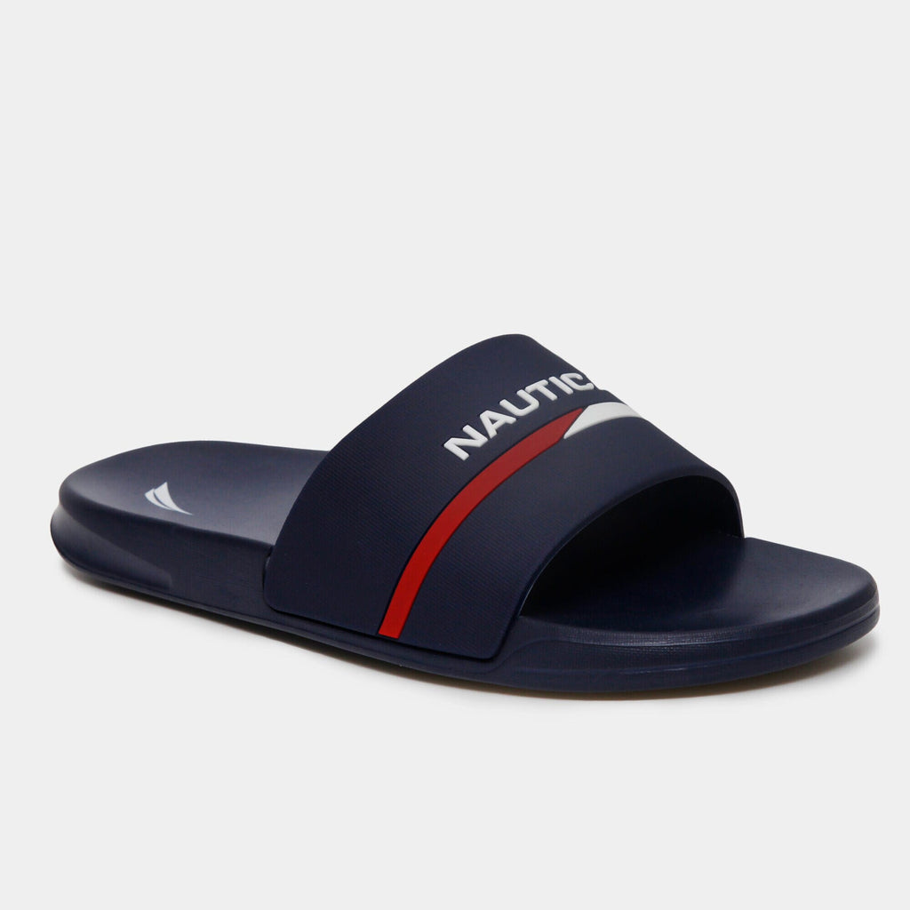 Nautica Mens Logo Embossed Slide Sandals