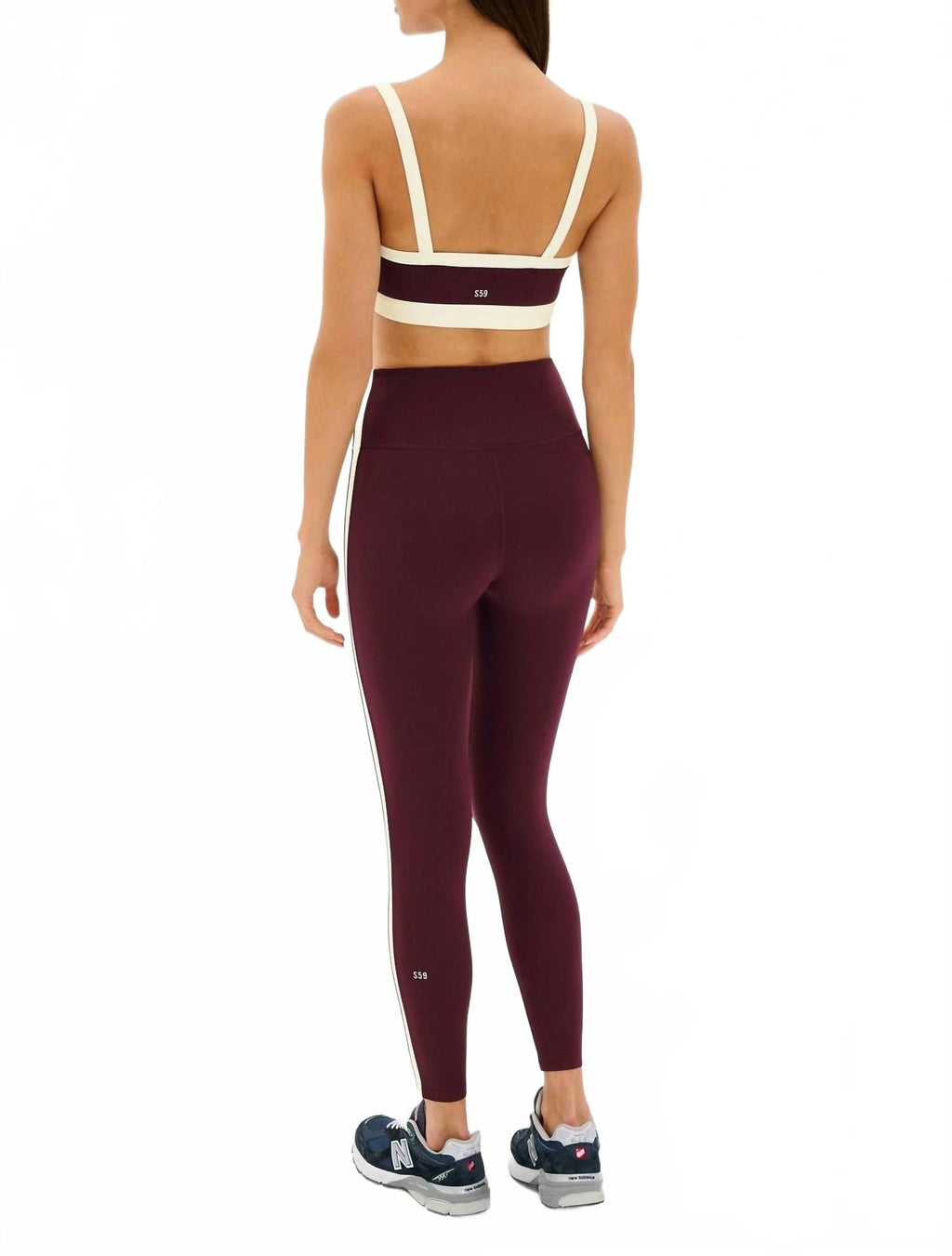 Clare High Waist Rigor 7/8 Leggings In Dark Cherry/cream
