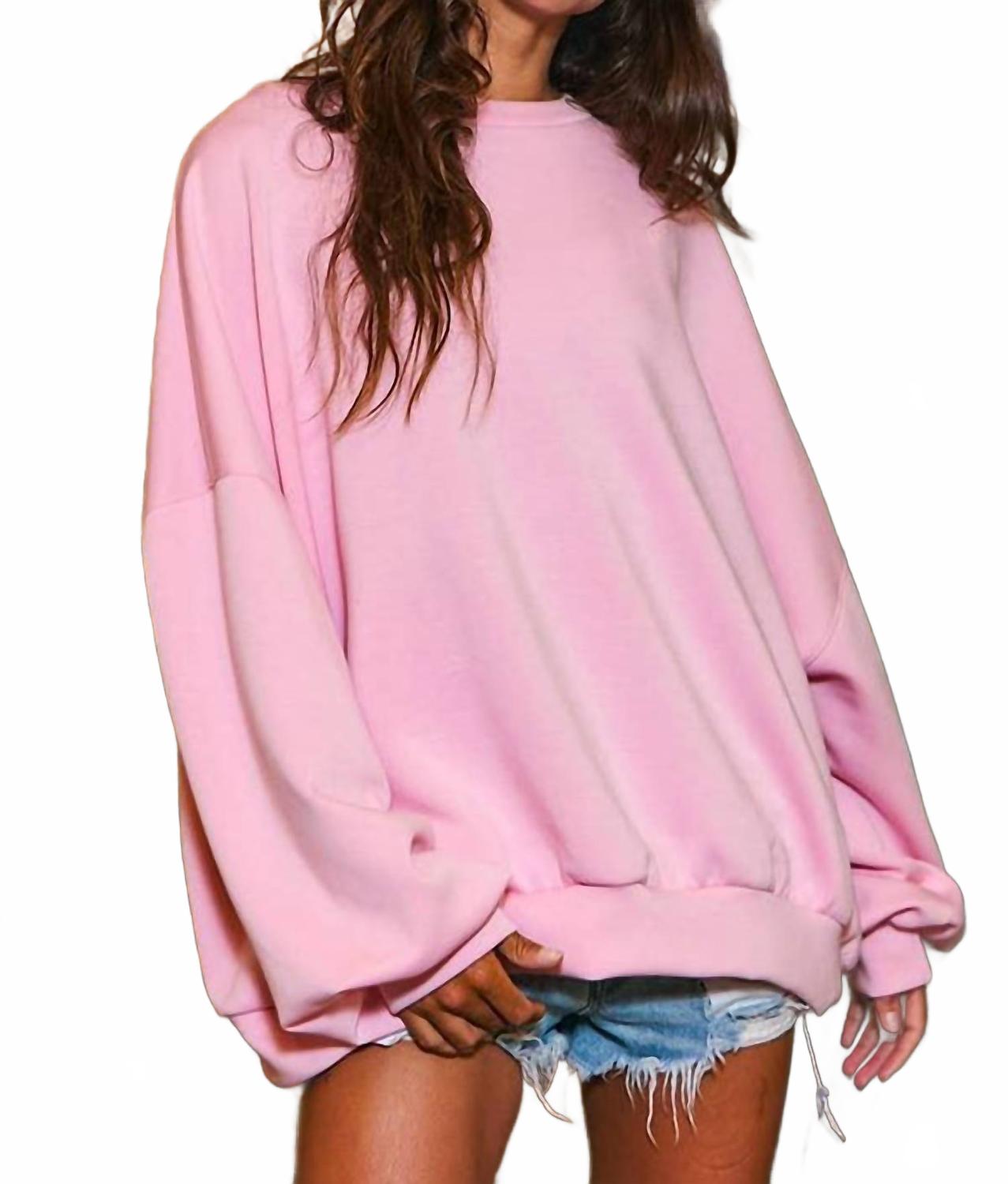 Oversized Soft Scuba Sweatshirt In Bubble Gum Pink