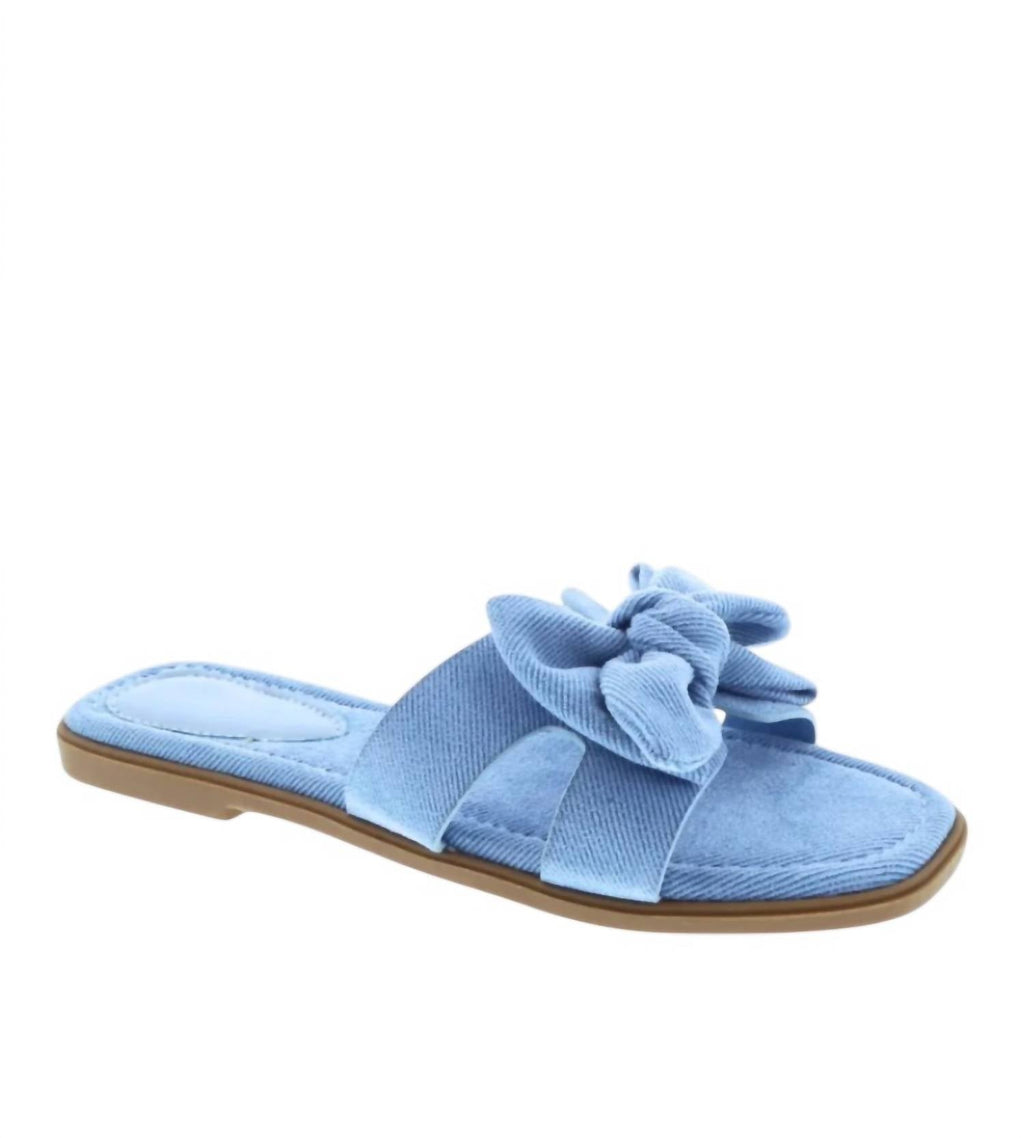 Women's Cassandra Bow Detail Flat Sandal In Denim