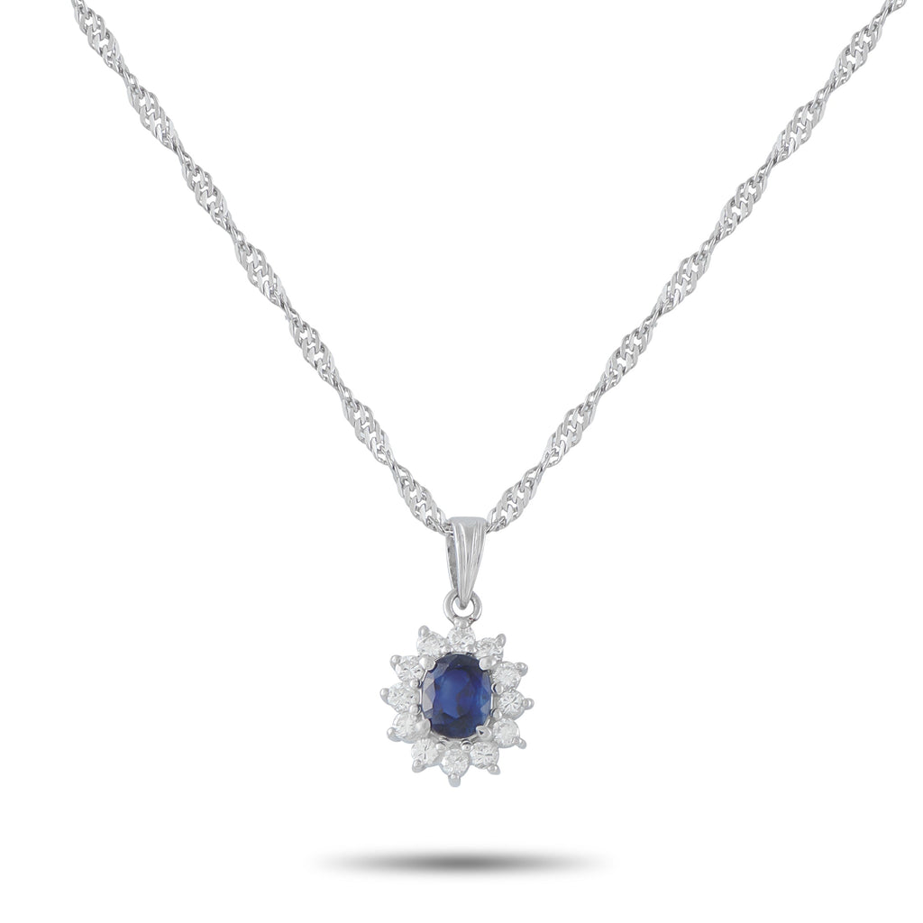LB Exclusive Platinum 0.39ct Diamond and Sapphire Pendant Necklace MF11-041326