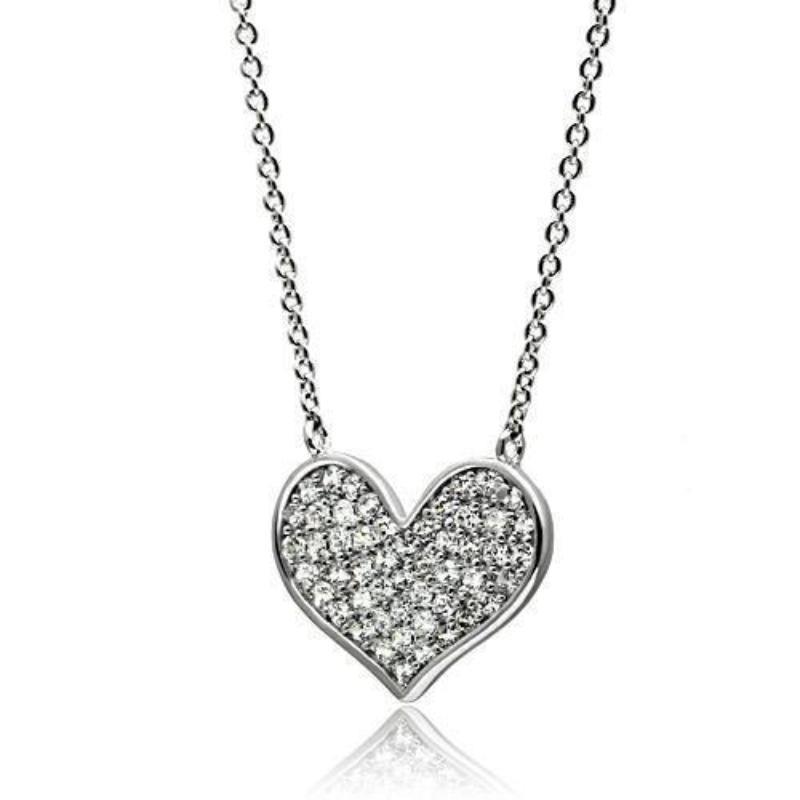 Rhodium Brass Necklace with AAA Grade CZ in Clear