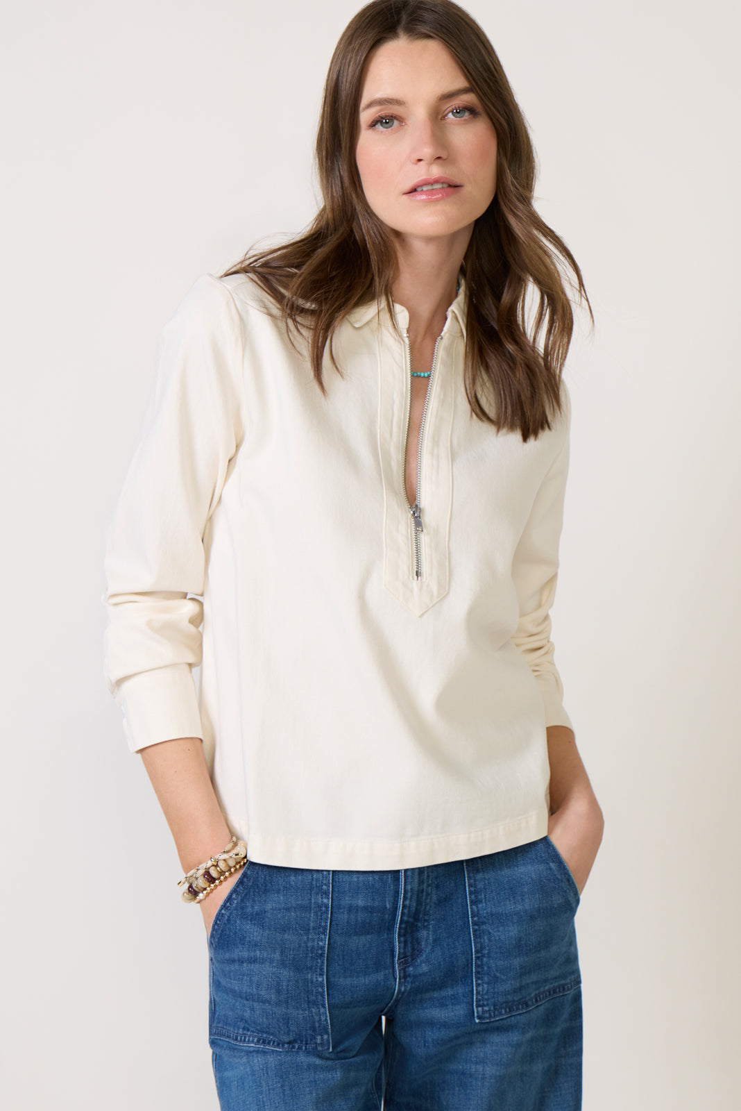 Women's Zip Front Pullover Top