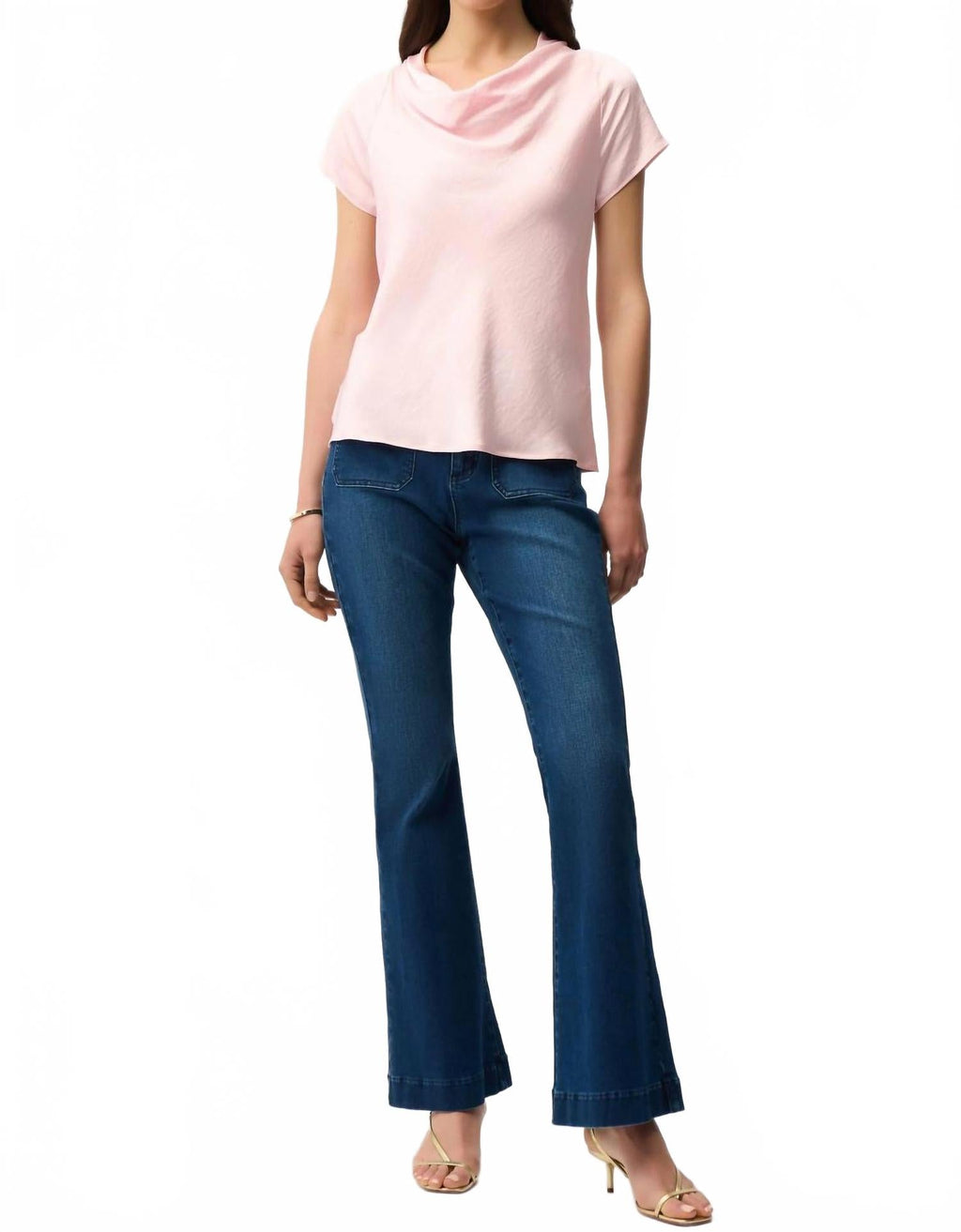 Cowl Neck Satin Top In Petal Pink