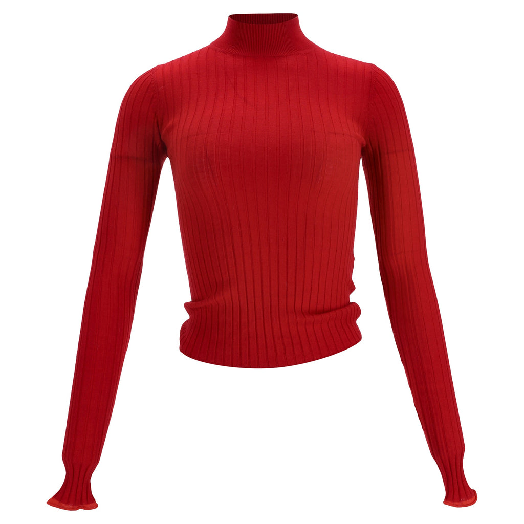 Acne Studios Ribbed-Knit Sweater in Red Wool