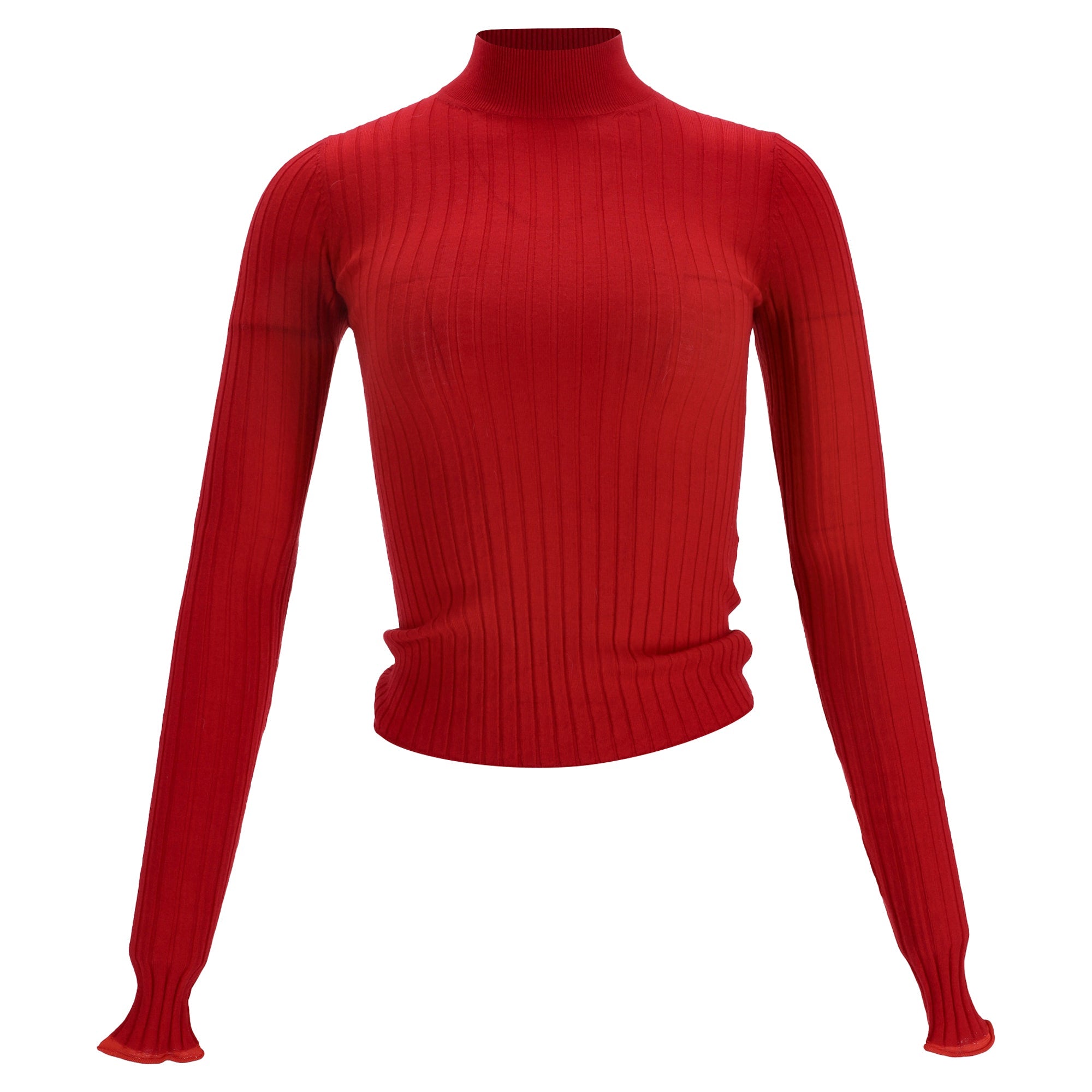 Acne Studios Ribbed-Knit Sweater in Red Wool