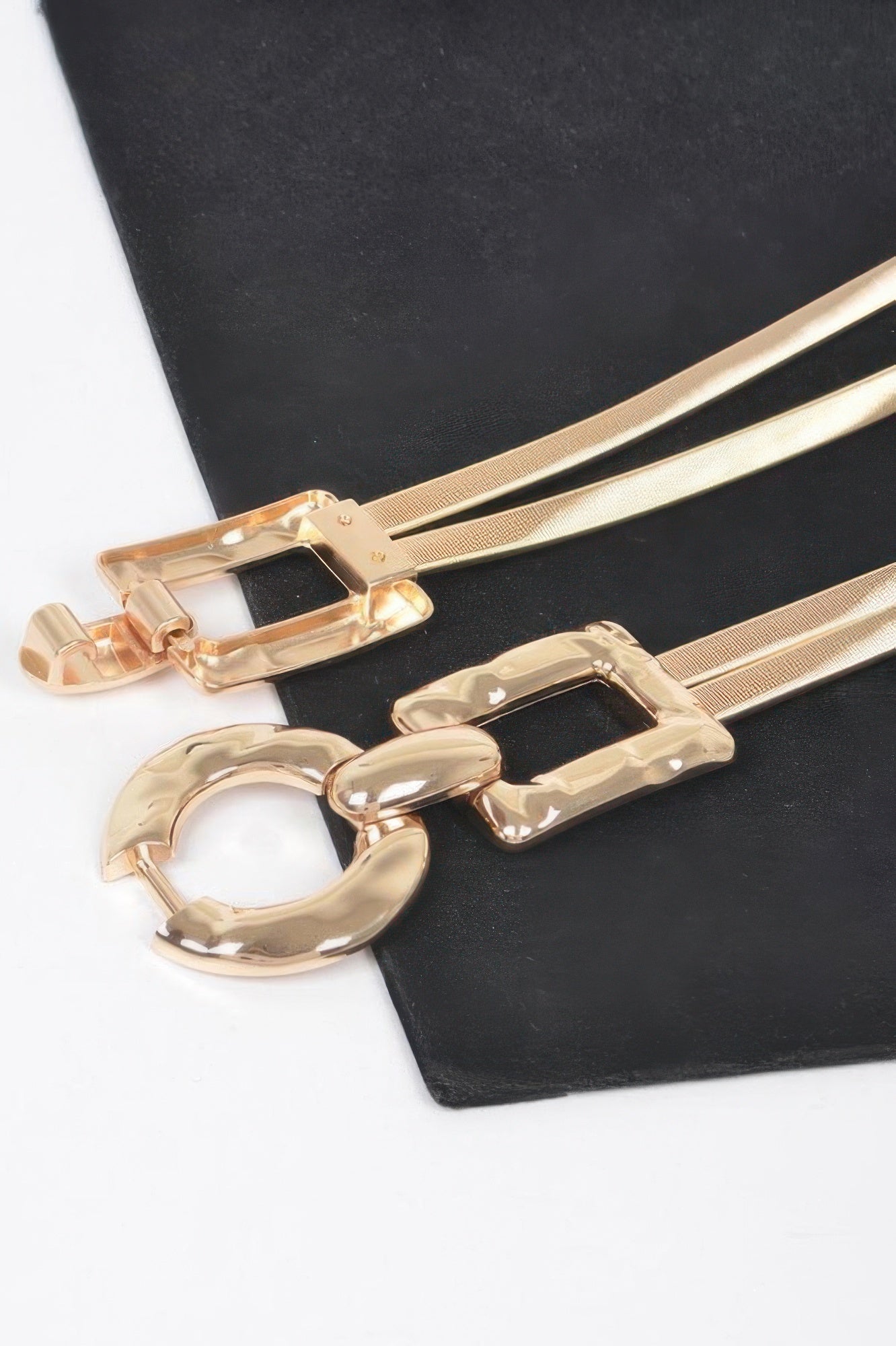 Hammered Metal Buckle Plus Size Stretch Belt