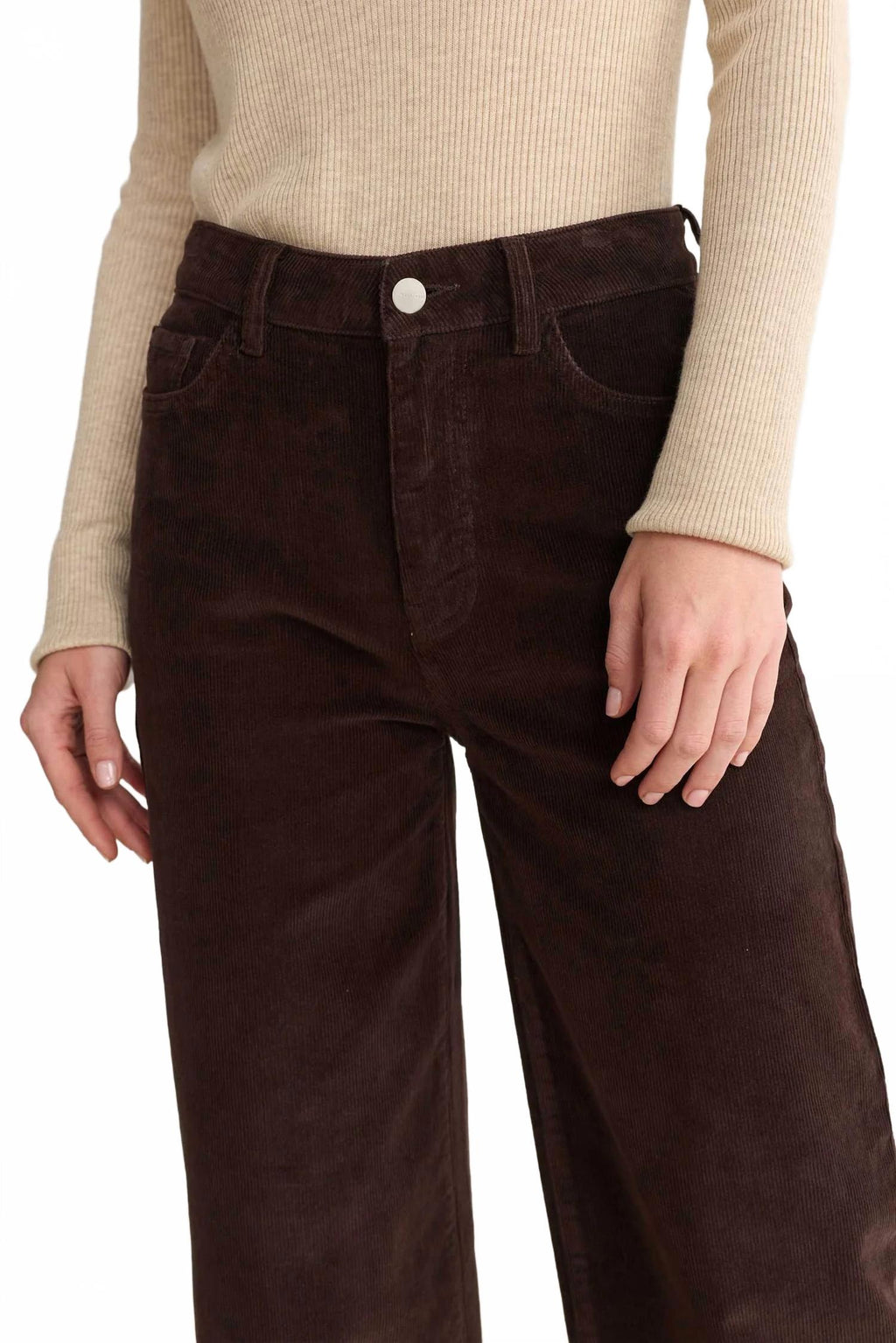 Nce Corduroy Wide Leg Pants In Americano Brown