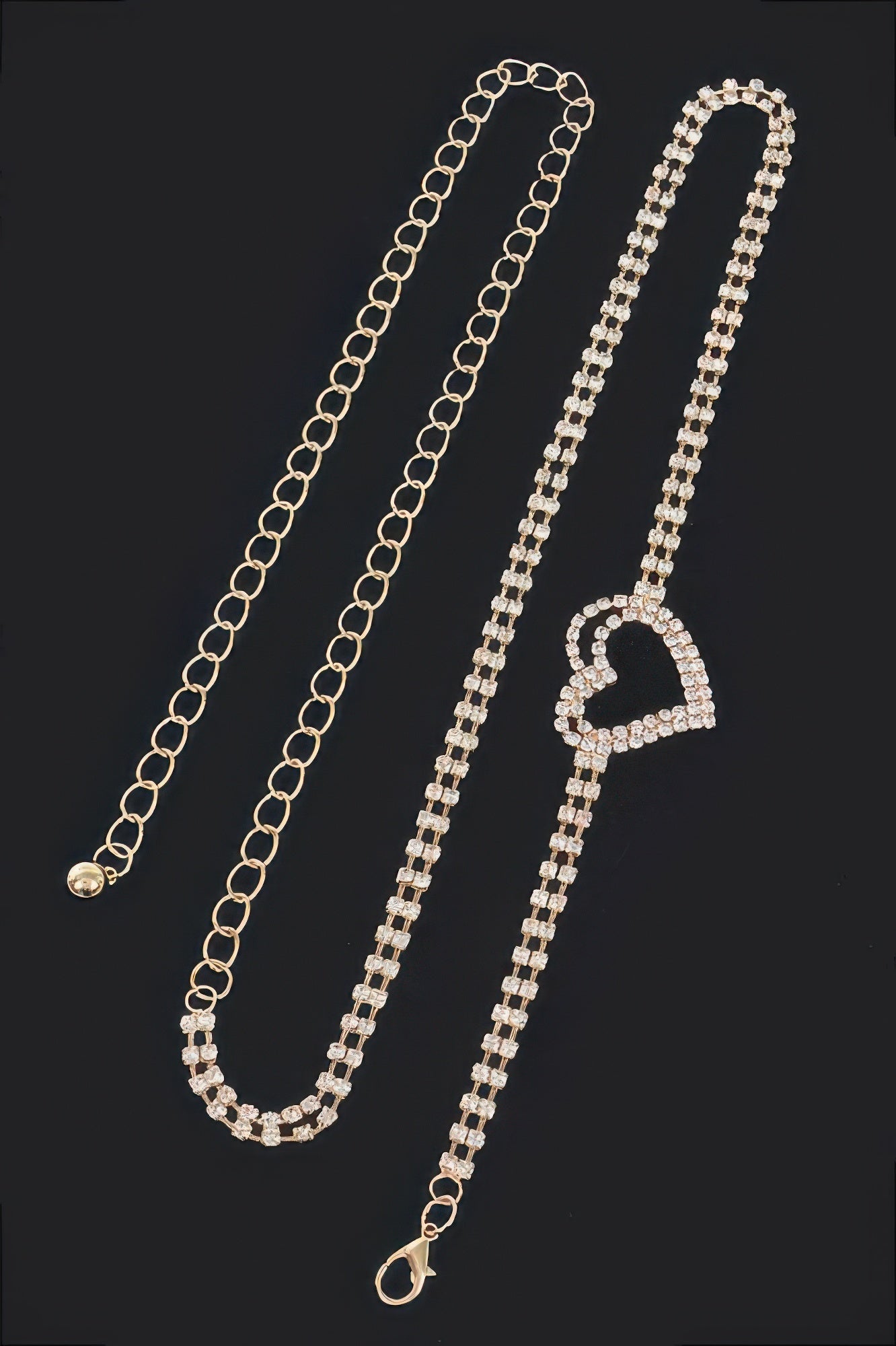 Rhinestone Heart Chain Belt