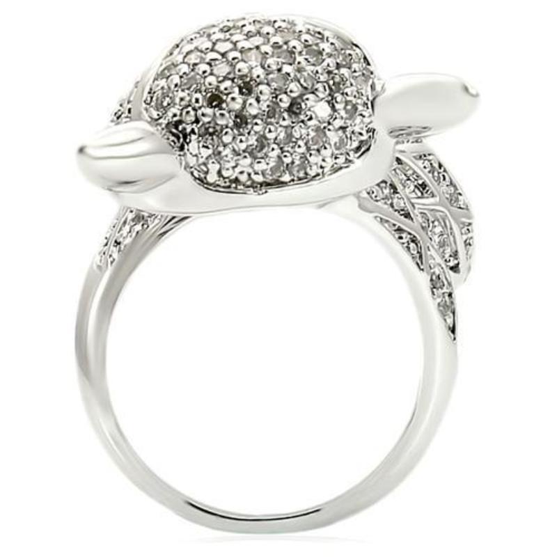 Rhodium Brass Ring with AAA Grade CZ in Clear