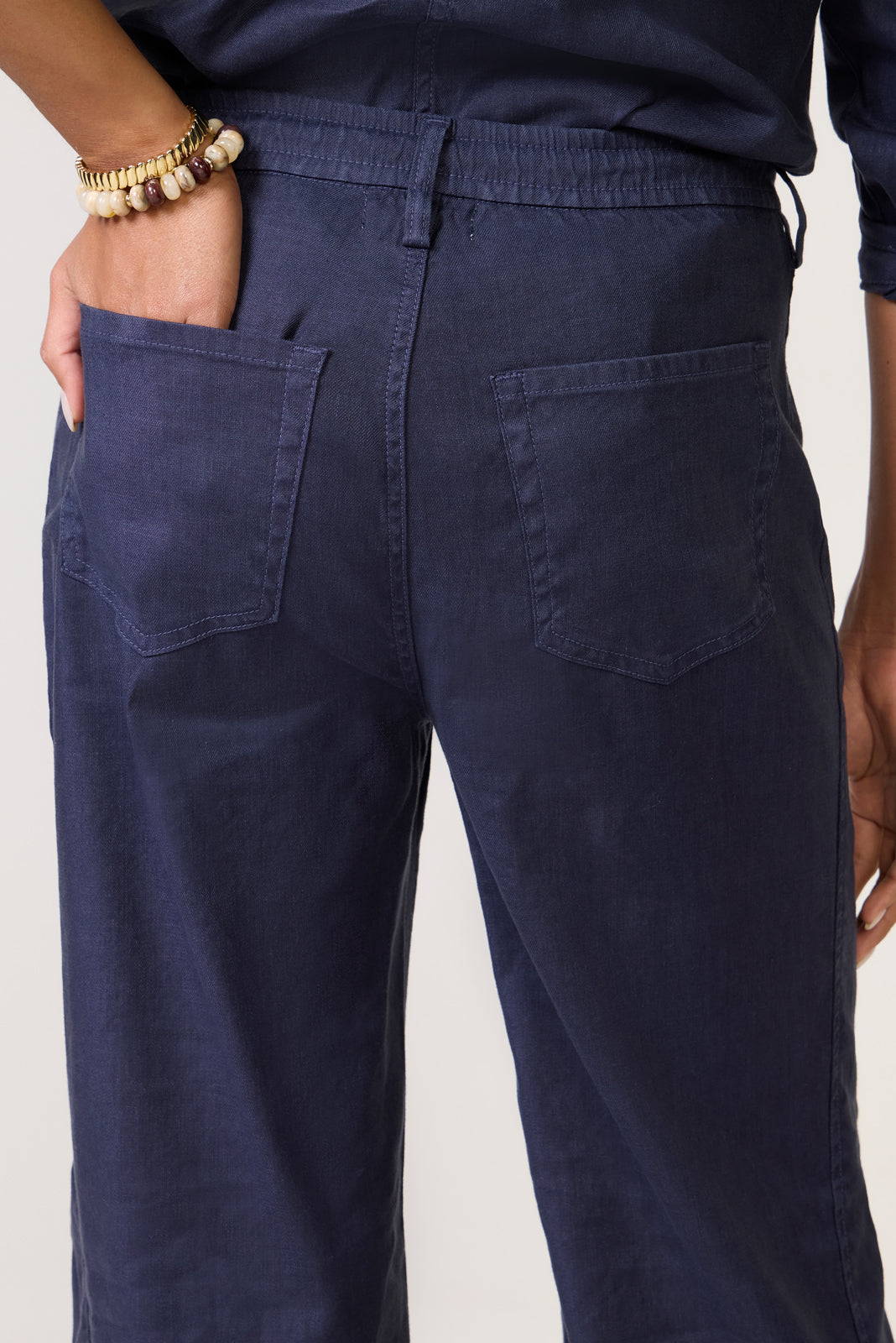 Women's Joelle Stretch Linen Trouser with Tie Waist Pants