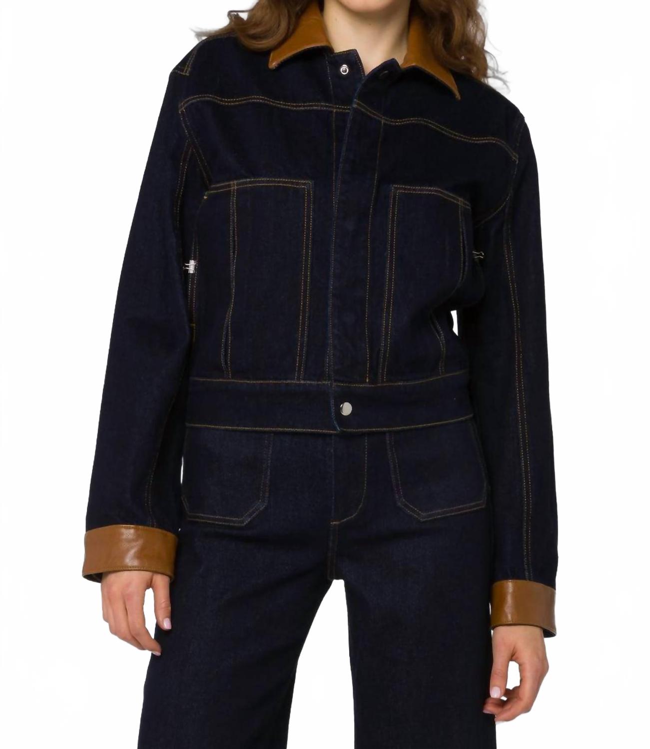 Delphia Cropped Denim Jacket In Pacific Indigo